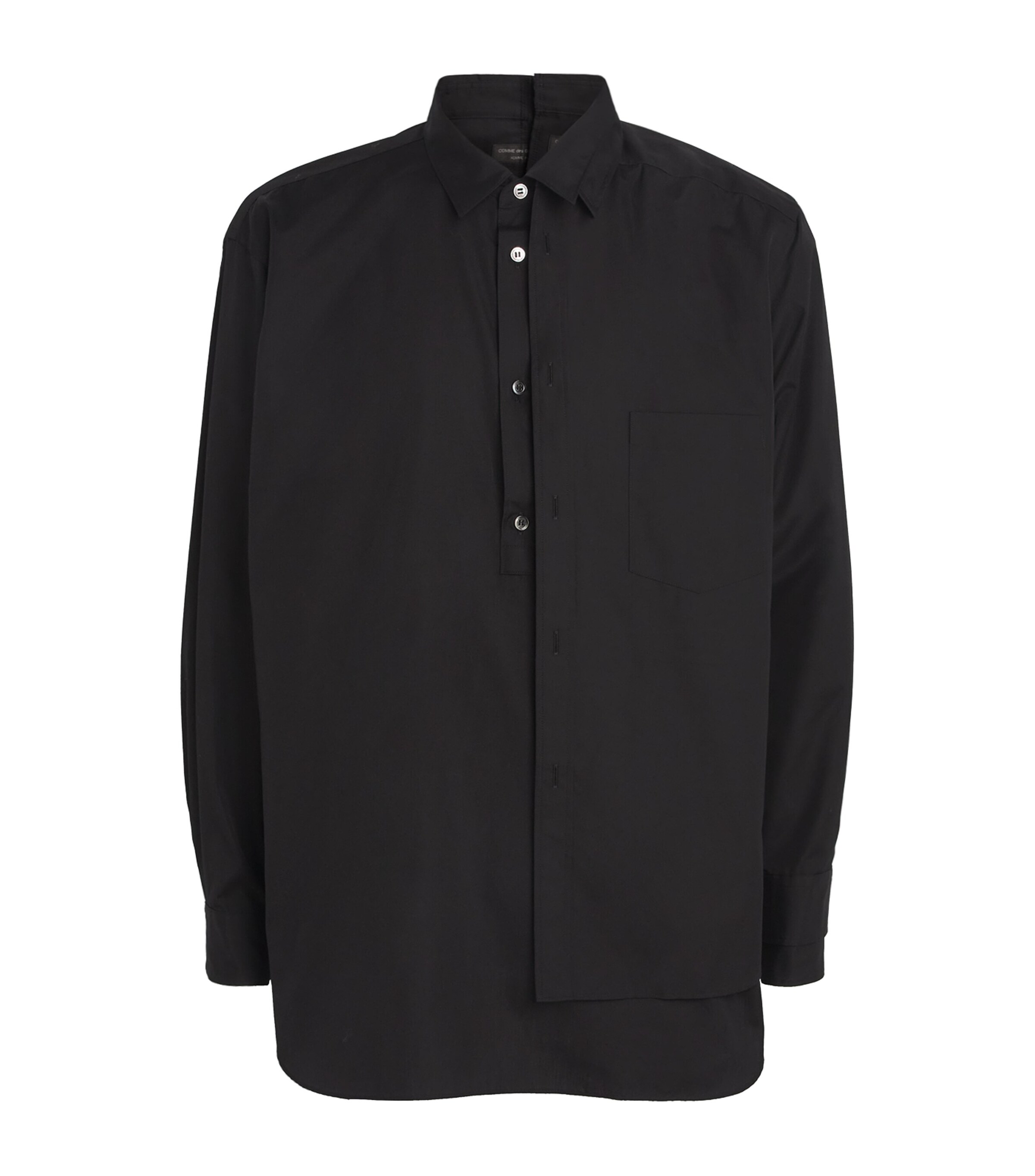 Comme Des Garçons Homme Plus Mens Cotton Panel-Overlay Shirt Black Image 1