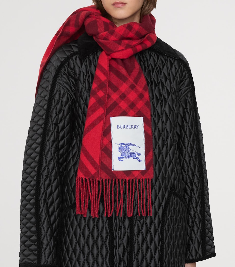Cashmere Check Scarf OXBLOOD RED Image 8