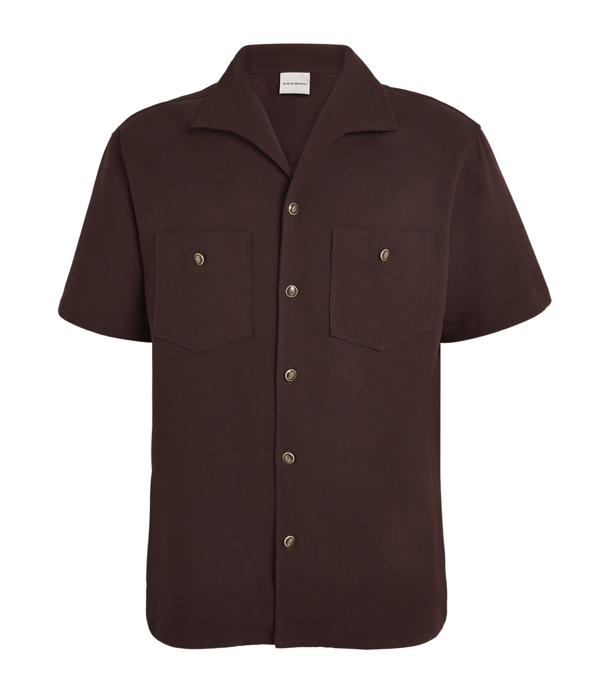 Drôle De Monsieur Mens Camp-Collar Shirt Brown Image 1