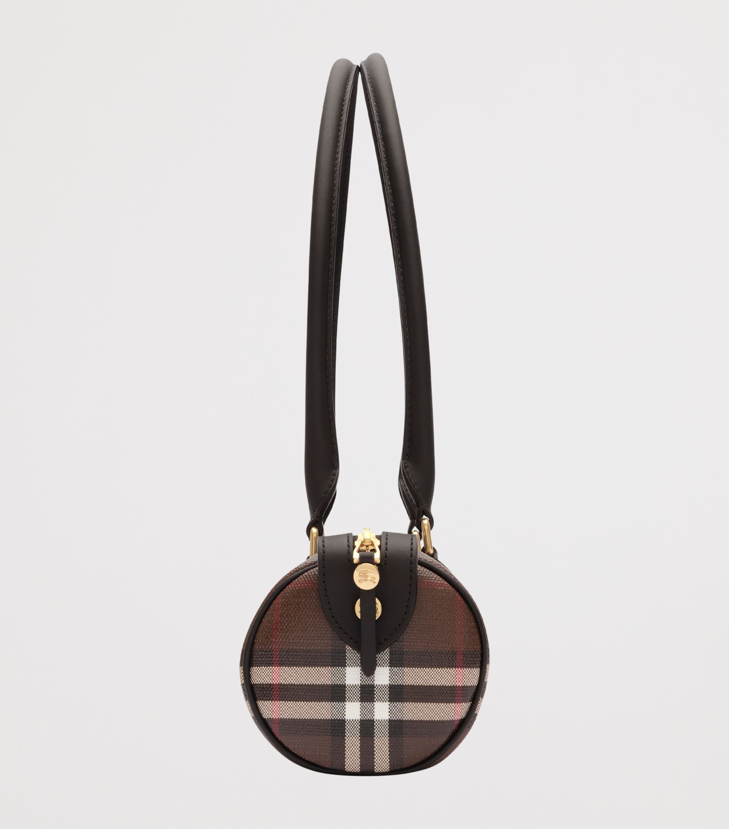 Burberry Mini Check Barrel Bag Chocolate Brown Image 4