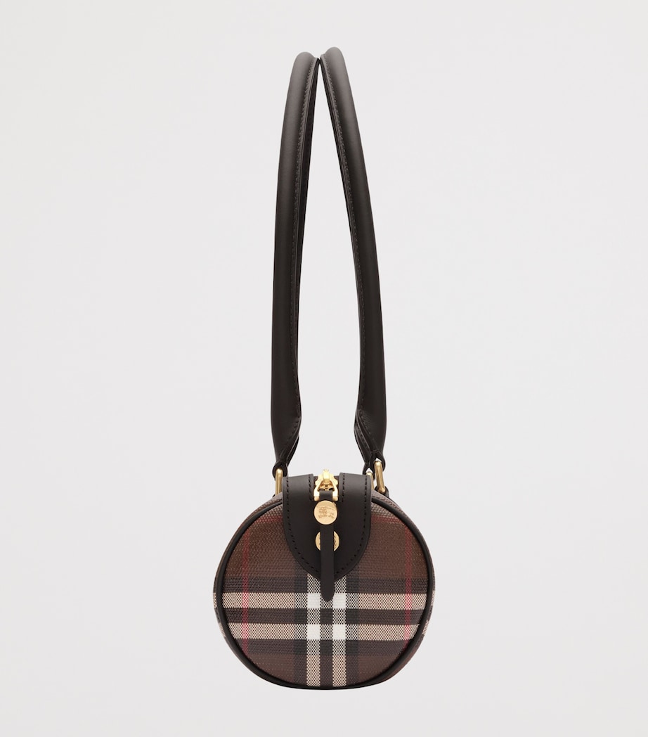 Burberry Mini Check Barrel Bag Chocolate Brown Image 4