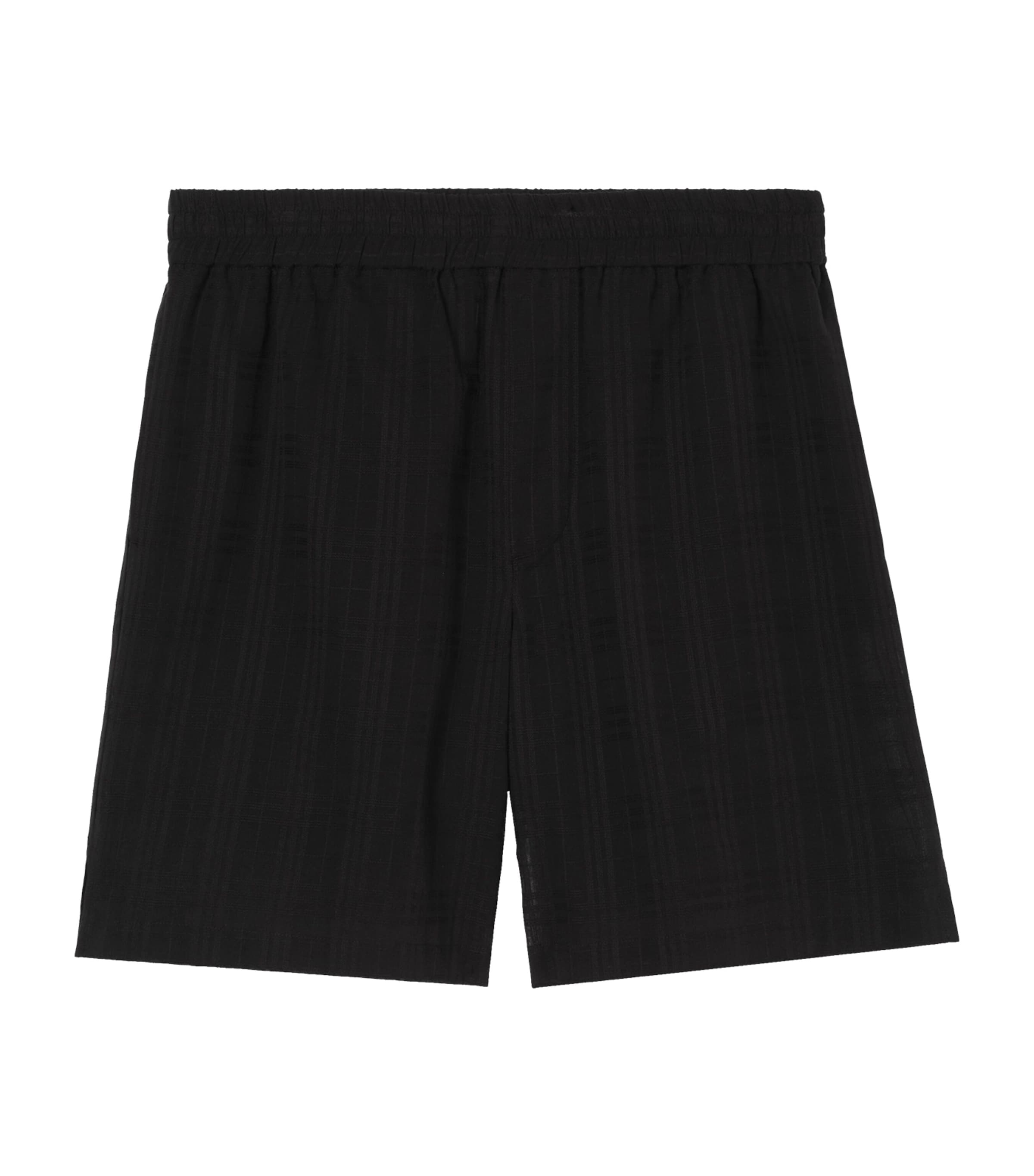 Burberry Mens Cotton Voile Check Print Shorts Black Ip Check Image 1