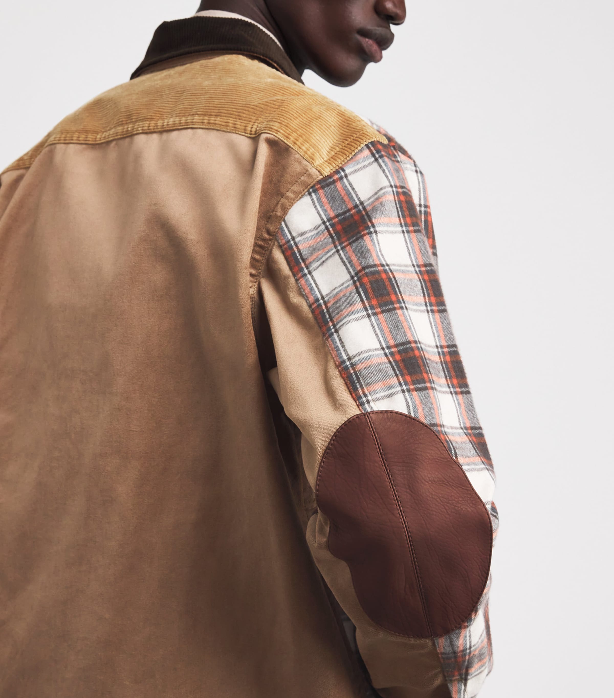 Junya Watanabe MAN Beige x Filson Oilskin-Leather Check Jacket