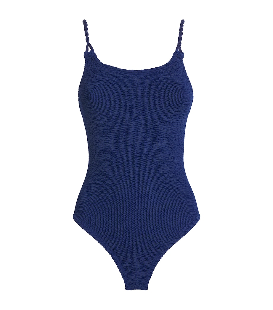 Hunza G Womens Twisted-Strap Camille Swimsuit Navy Image 1
