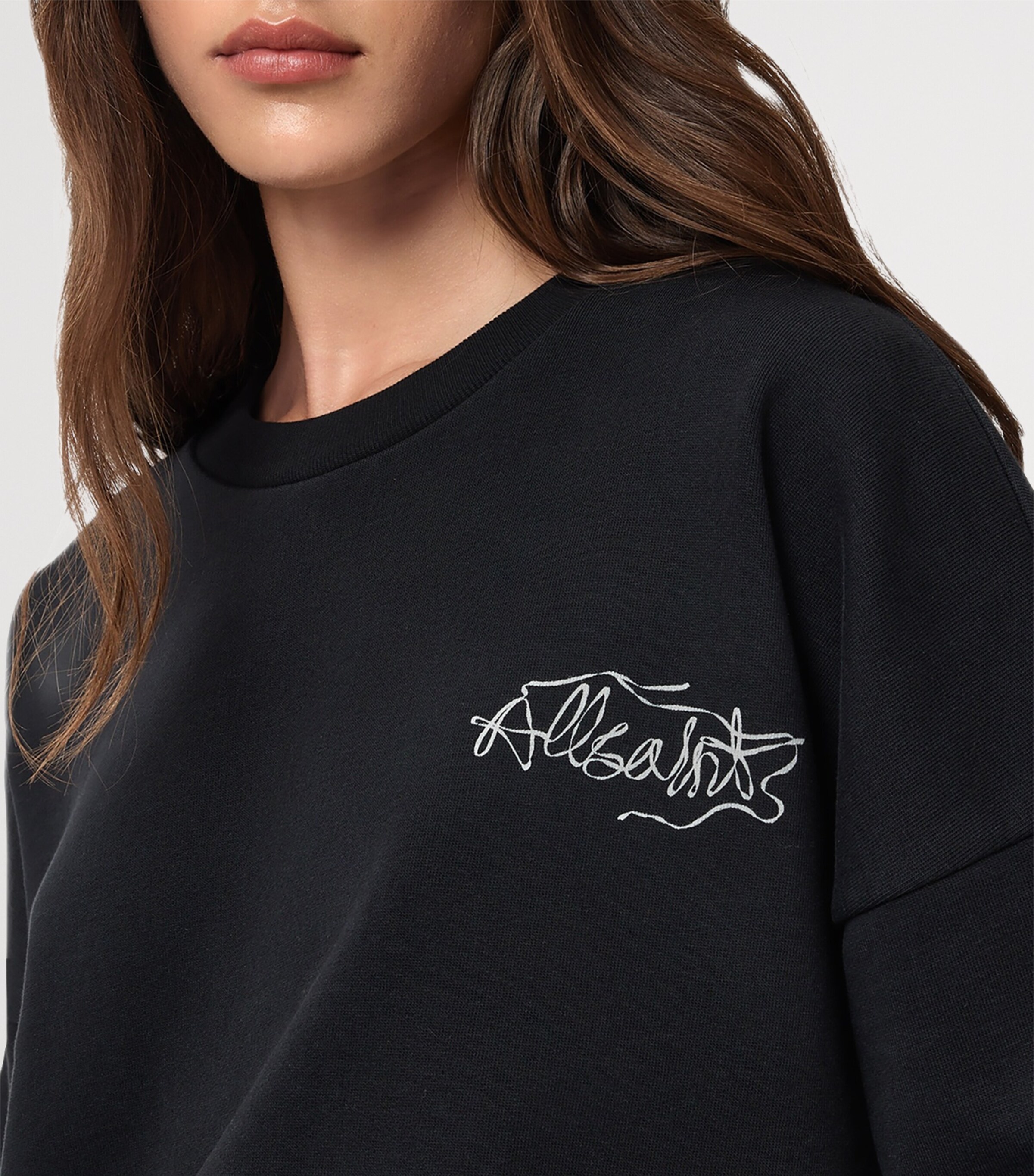 AllSaints Womens Reel Print Lila Sweatshirt Washed Black Image 8