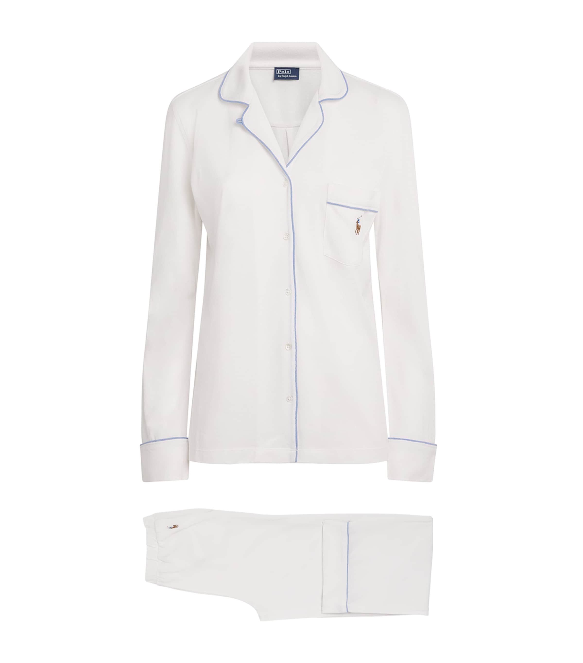 Polo Ralph Lauren Womens Cotton-Modal Pyjama Set White Cloud Image 1