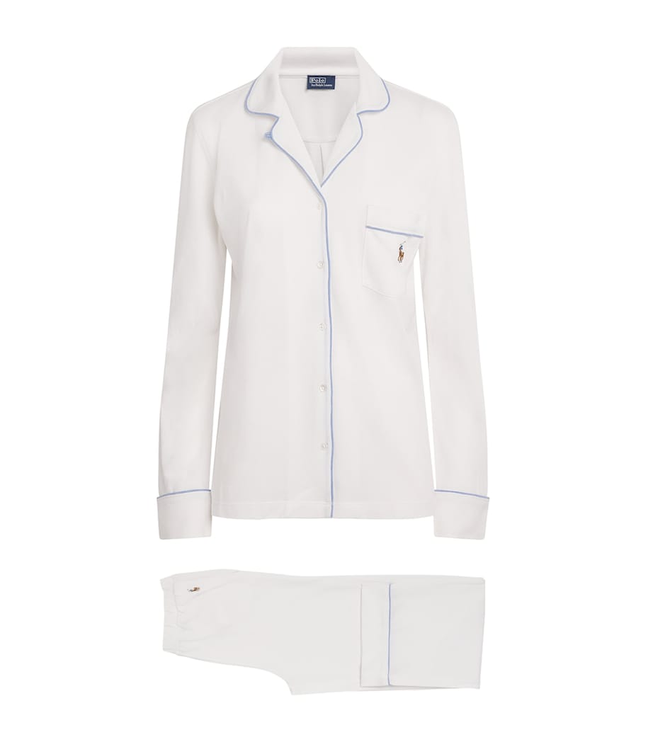 Polo Ralph Lauren Womens Cotton-Modal Pyjama Set White Cloud Image 1