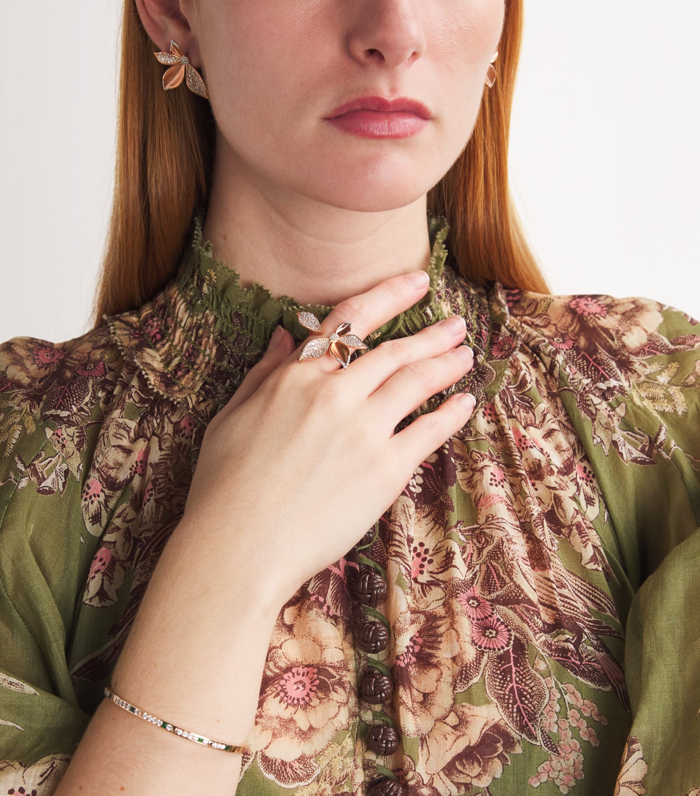 Rose Gold and Diamond Apple Seed Ring ROSE GOLD Image 5