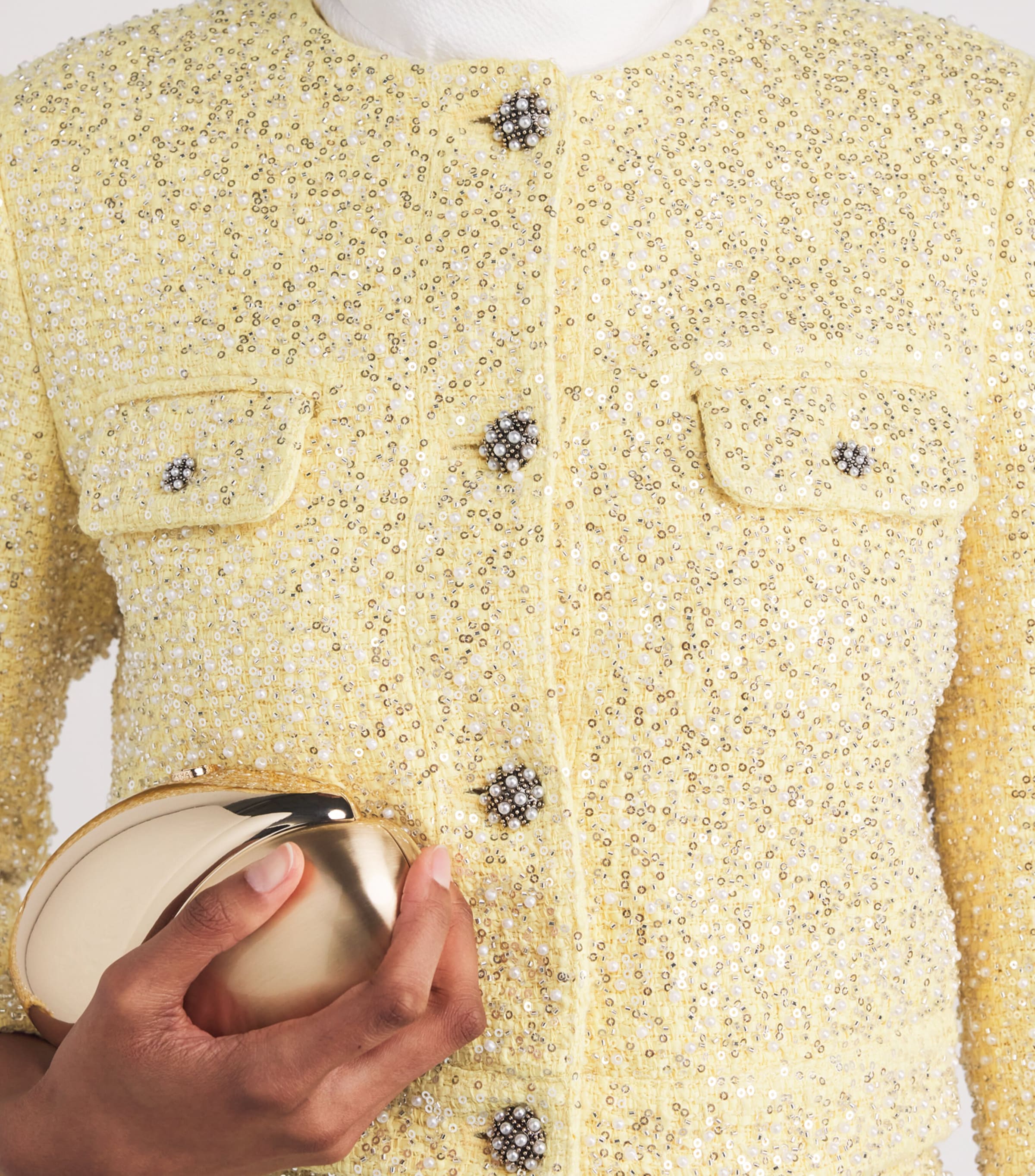 Tweed Embellished Lorie Jacket F732 BUTTER Image 6