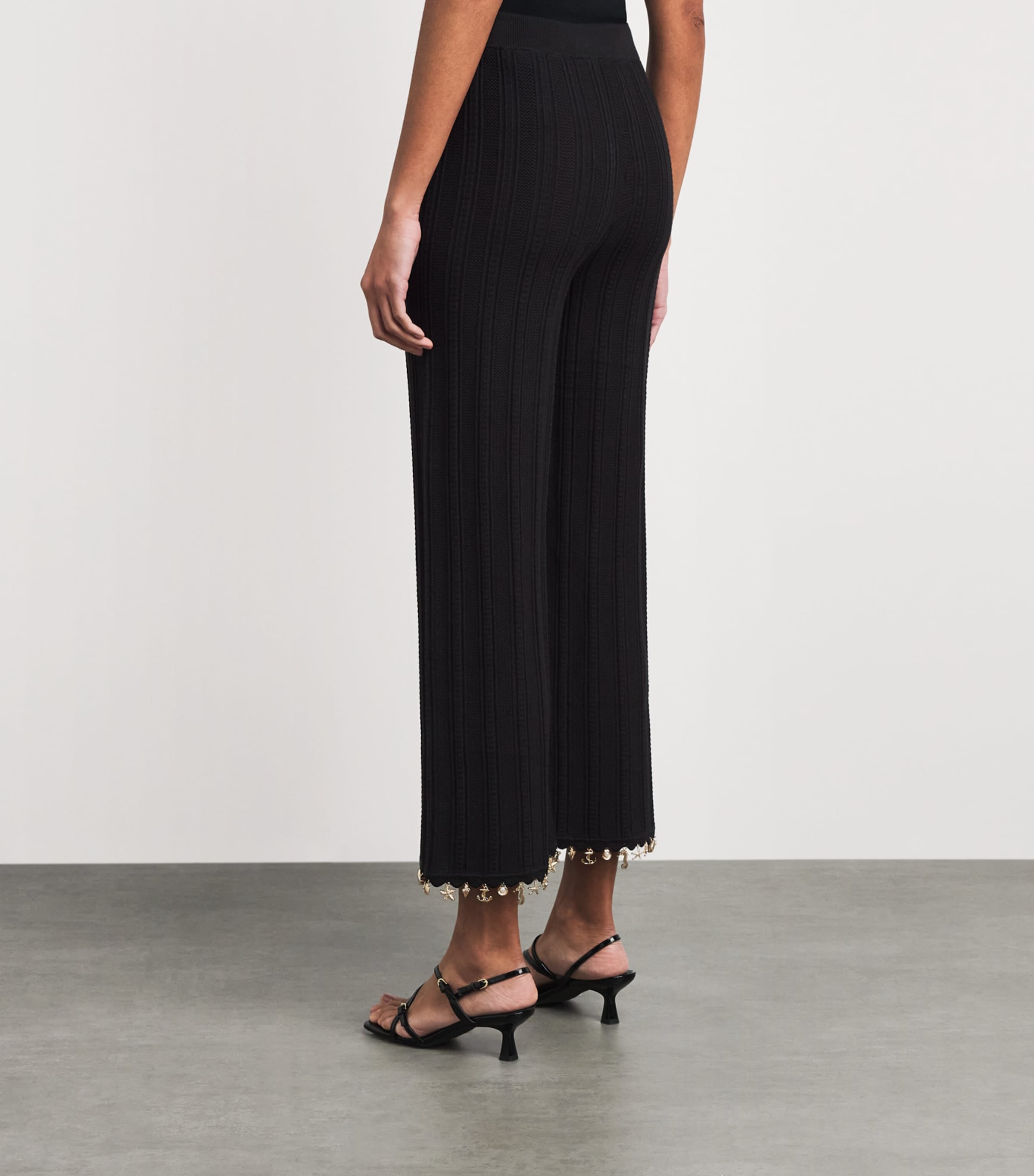 Maje Womens Charm-Embellished Knit Trousers Black Image 5