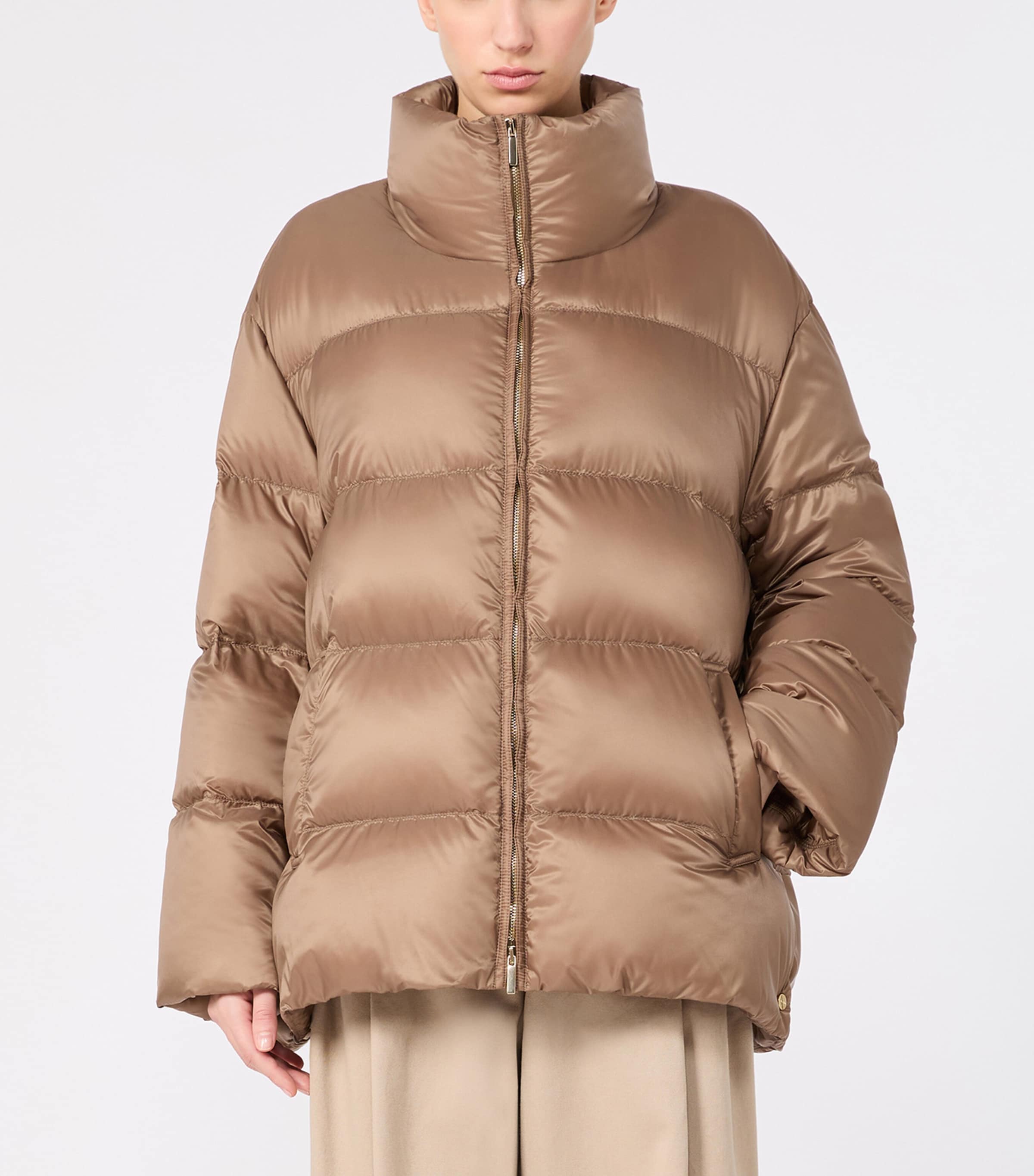 Max Mara Womens High-Neck Puffer Jacket Camel Image 3