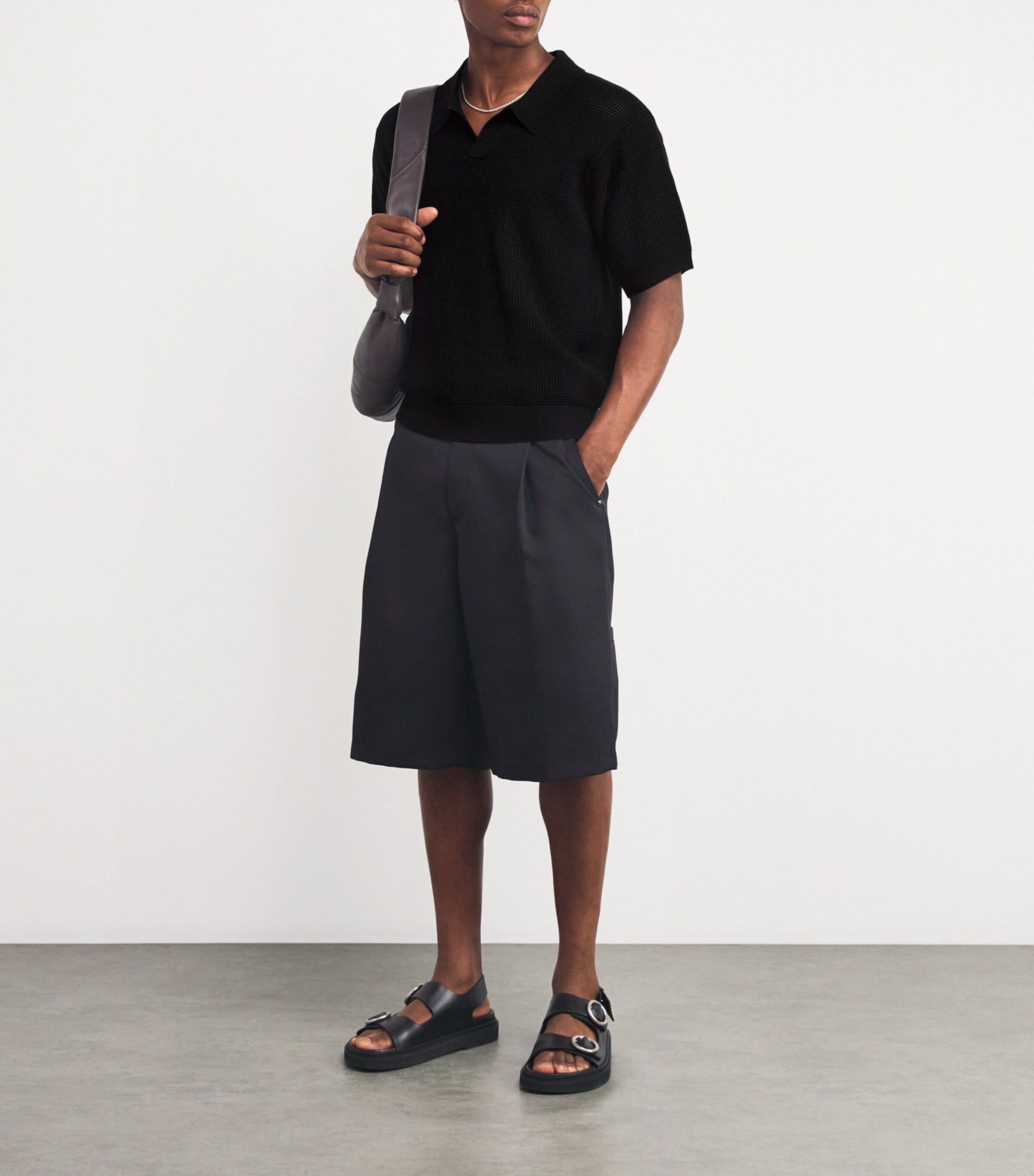 FRAME Mens Wool-Blend Polo Shirt Black Image 2