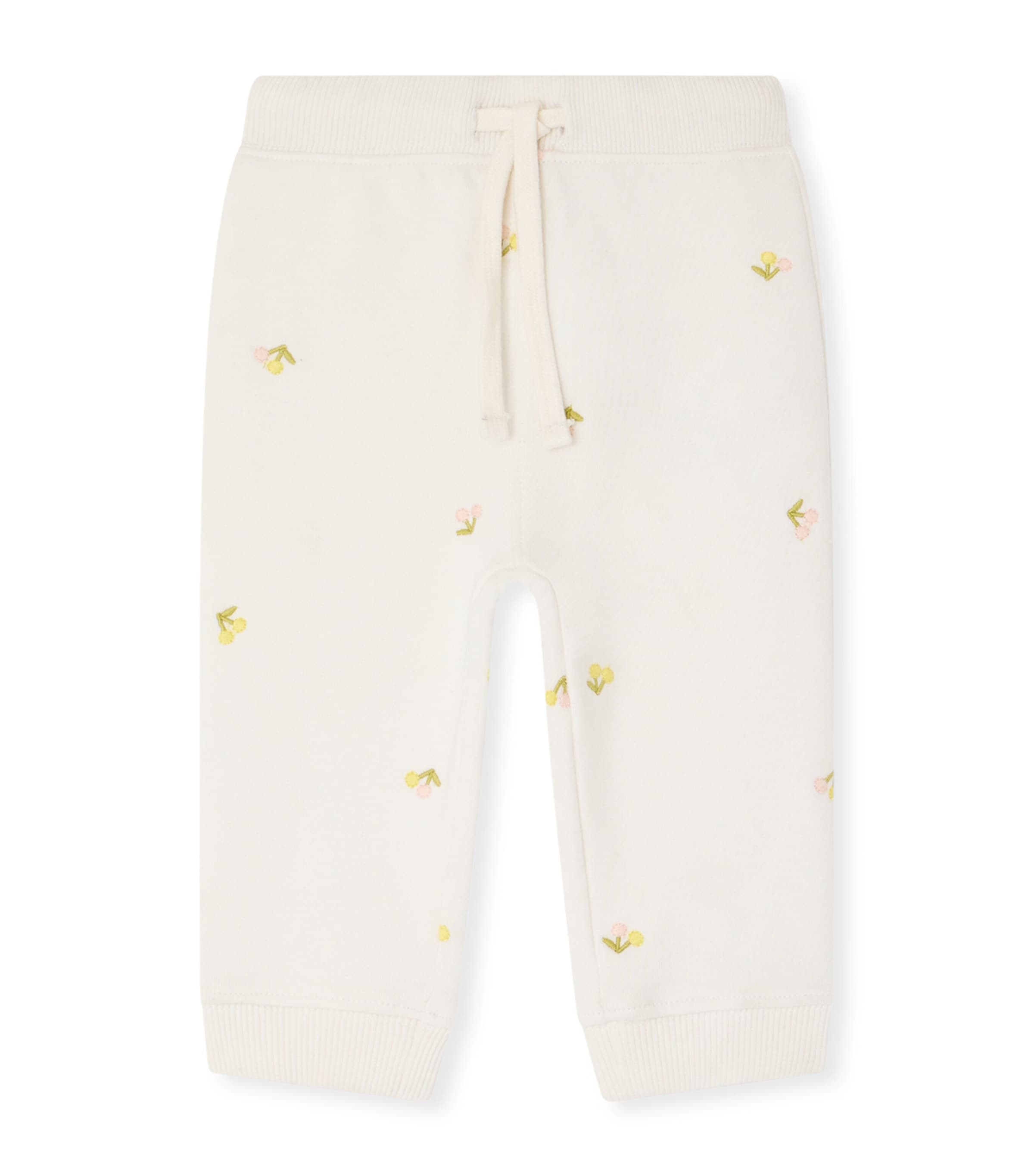 Bonpoint Organic Cotton Embroidered Leggings (6-18 Months) Im Ecru Image 1