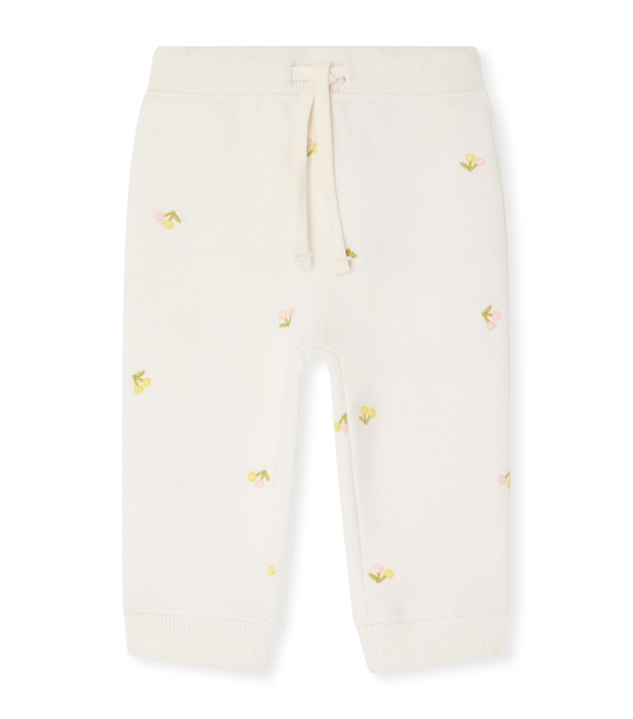 Bonpoint Organic Cotton Embroidered Leggings (6-18 Months) Im Ecru Image 1