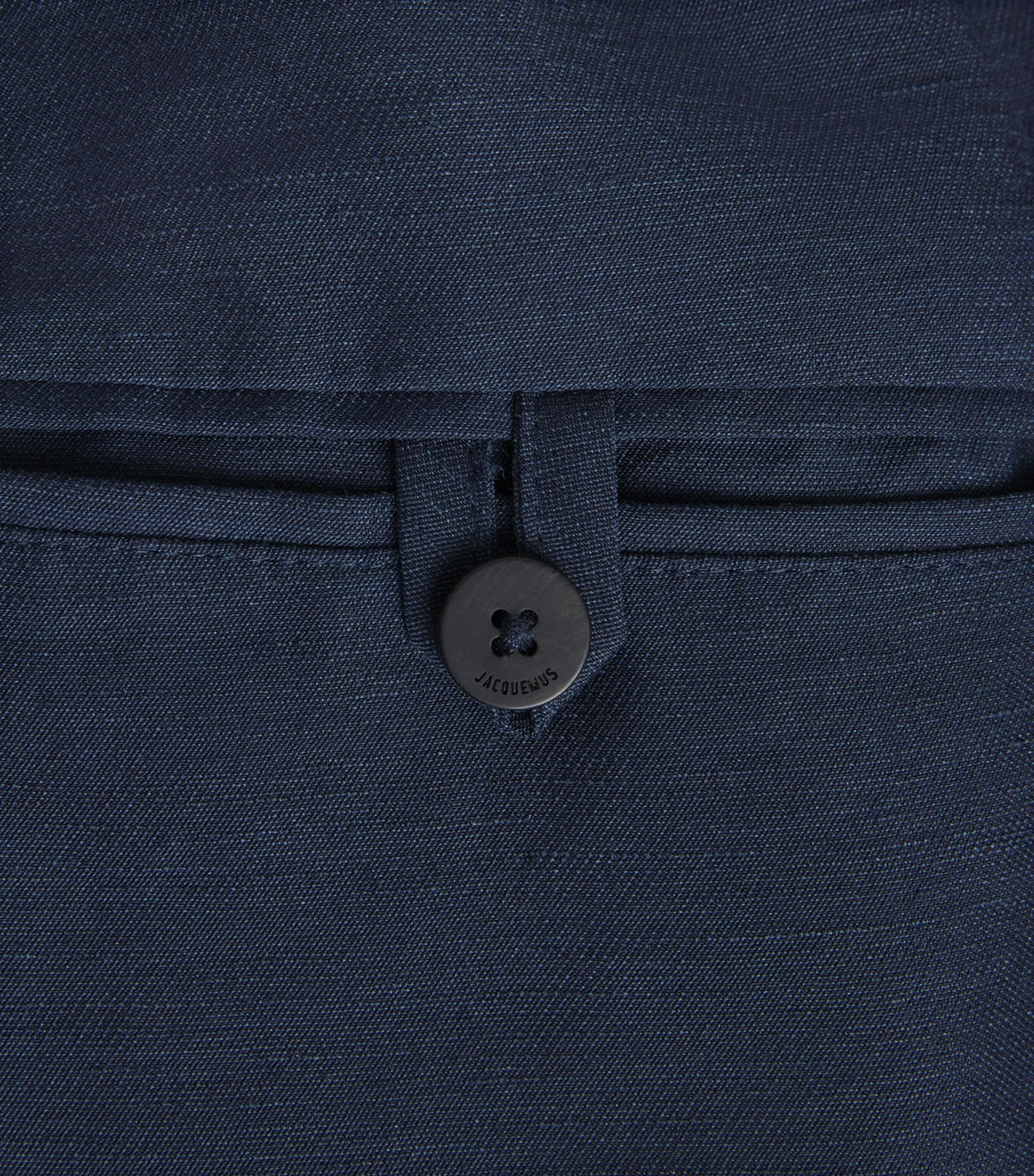 Jacquemus Mens Linen-Blend Pleated Croisière Trousers Dark Navy/ Image 6