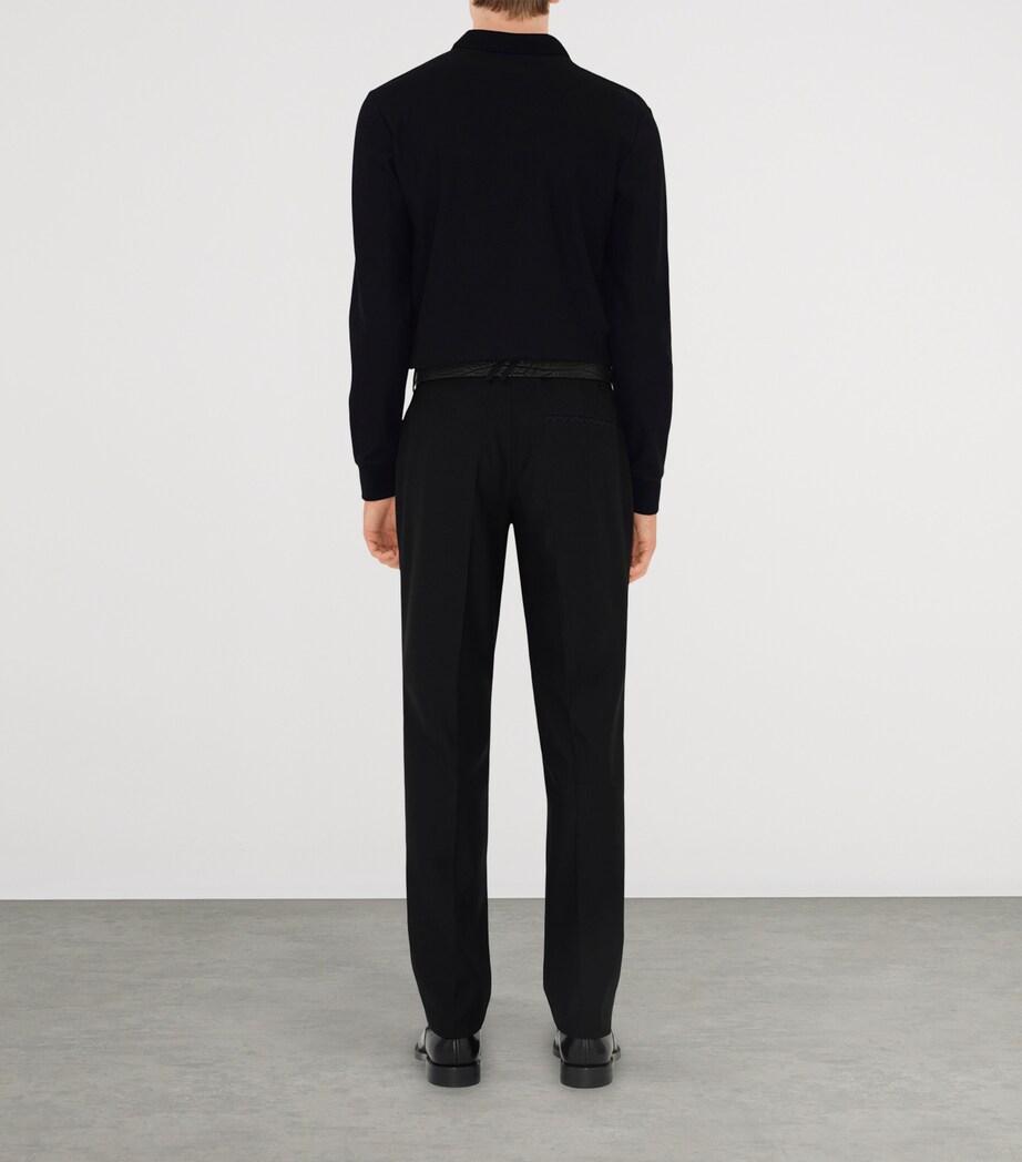 Cotton EKD -Embroidered Long-Sleeve Polo Shirt BLACK Image 4