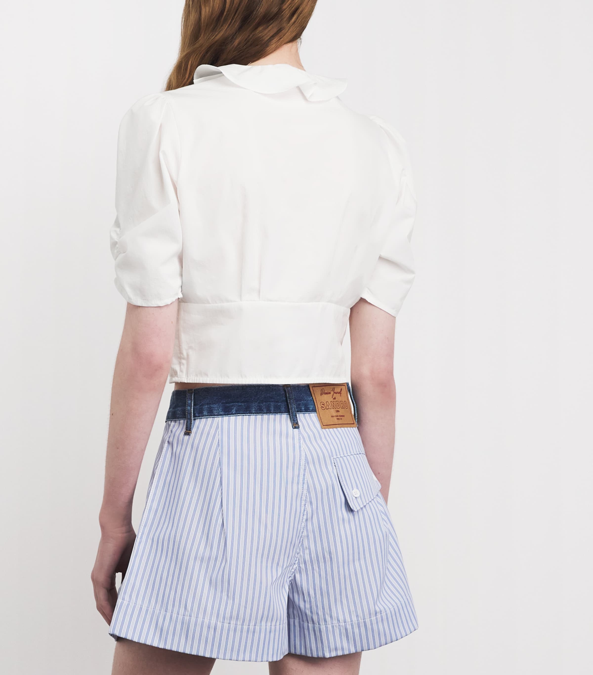Sandro Paris Womens Cotton Ruffle Blouse White Image 5