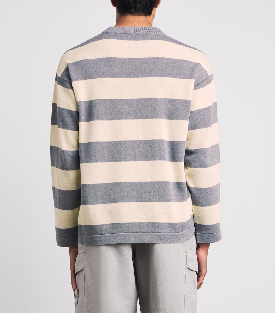 Stone Island Mens Cotton-Linen Stripe T-Shirt Image 5