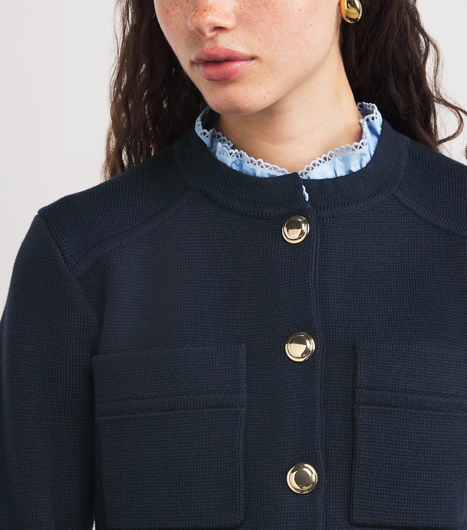 Ruffle-Collar Cardigan NAVY BLUE Image 6