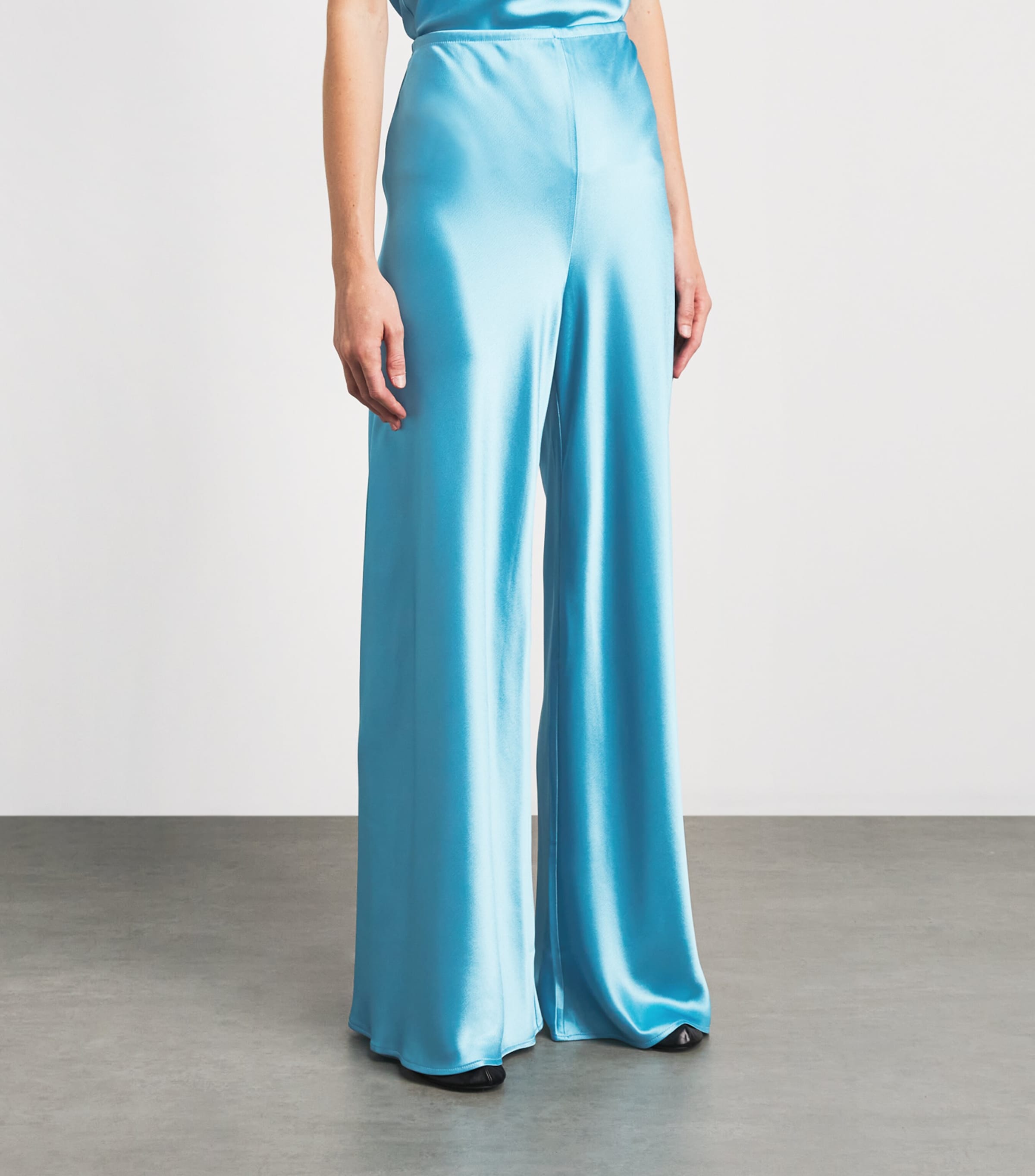 LESET Womens Satin Barb Wide-Leg Trousers Skye Image 4