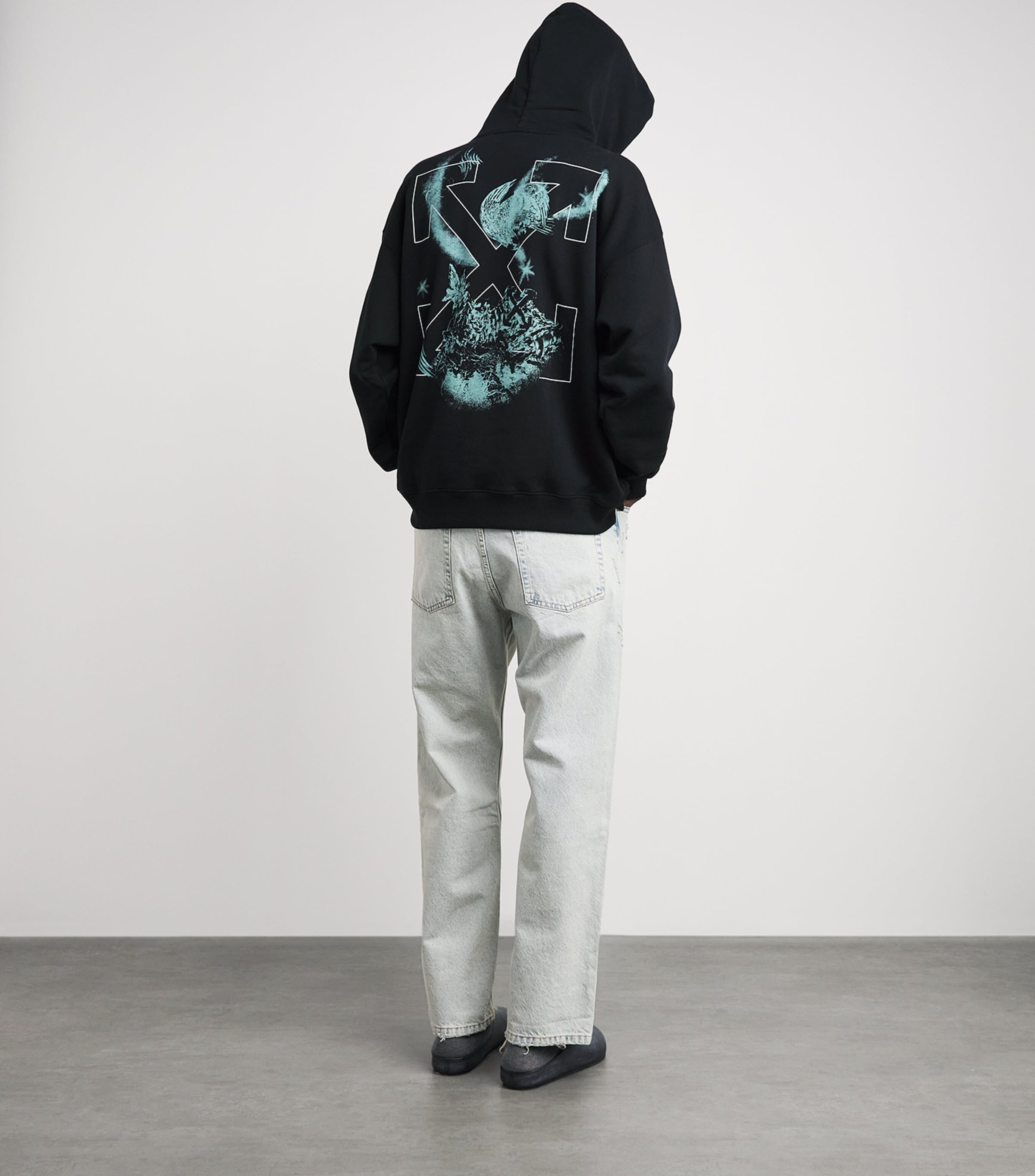 Off-White Mens Cotton Moon Arrows Hoodie Black Image 2