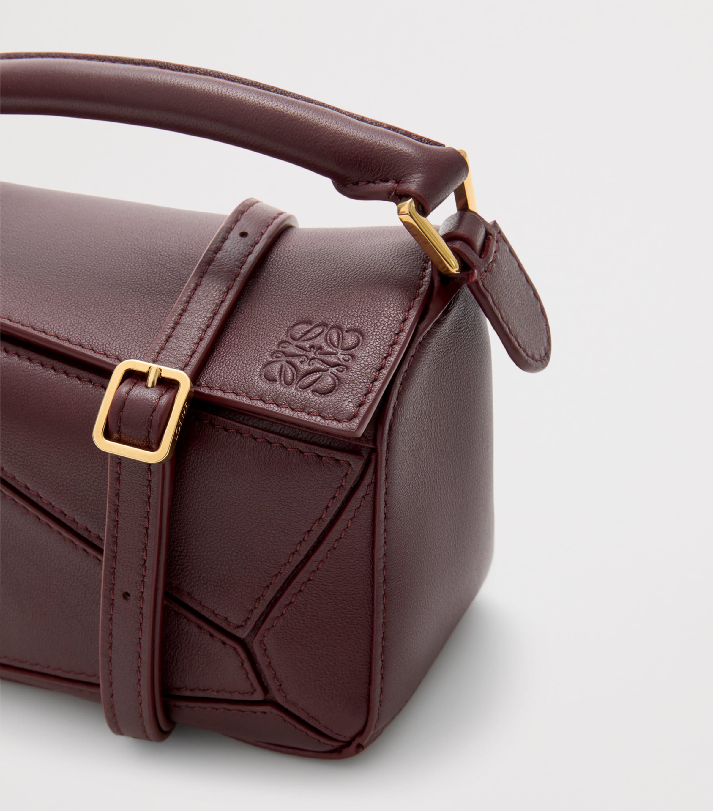 Mini Leather Puzzle Top-Handle Bag DARK BURGUNDY Image 11