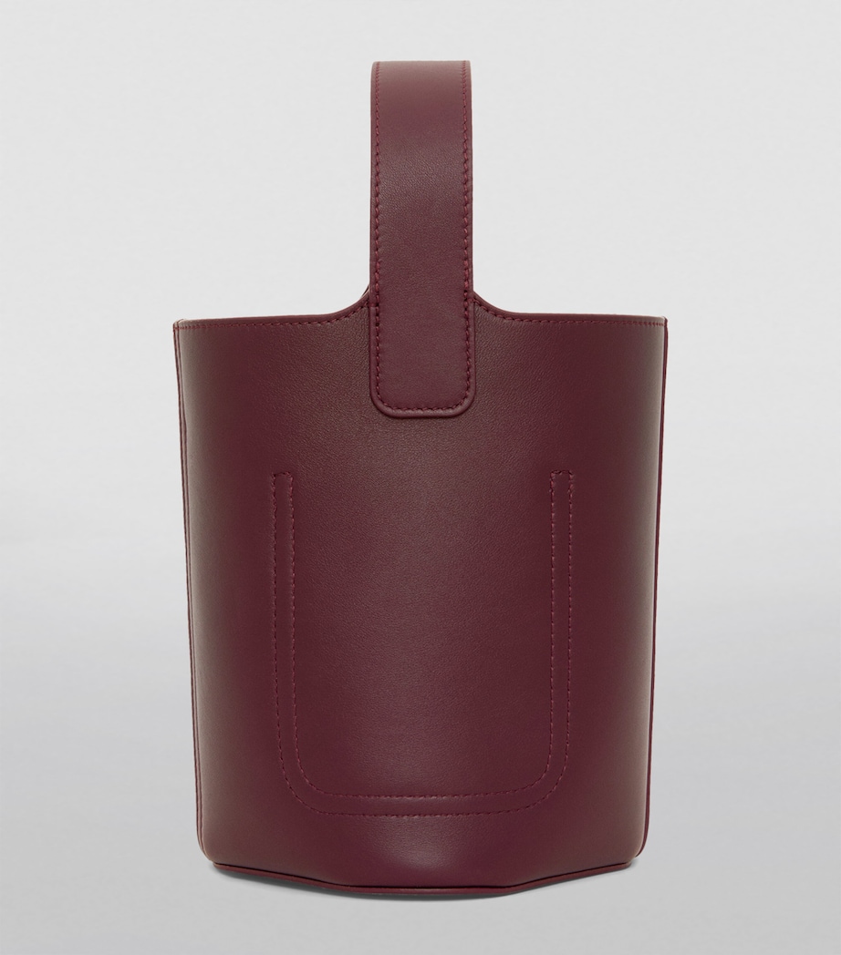 Mini Leather Pebble Bucket Bag DARK BURGUNDY Image 3