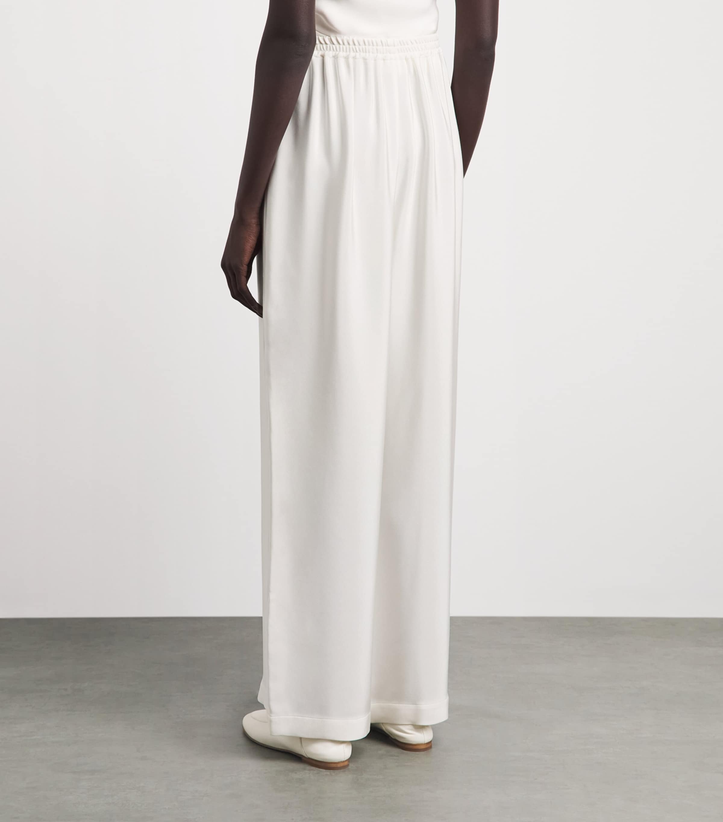Eskandar Womens Silk Wide-Leg Trousers White Image 5