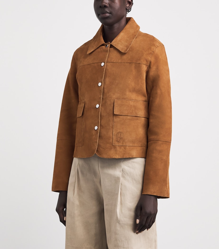Claudie Pierlot Womens Suede Shirt-Style Jacket Camel Image 4