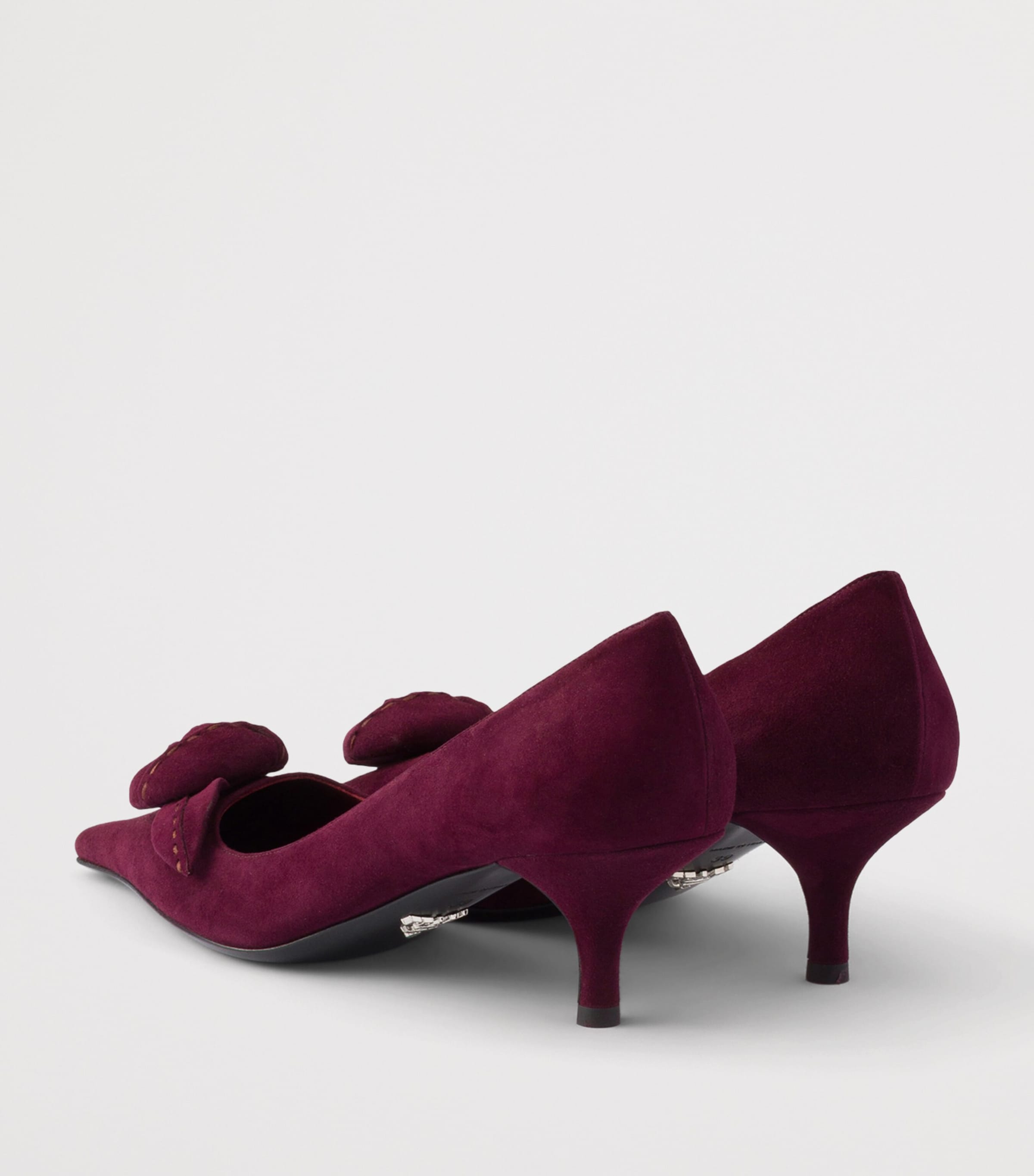 Prada Suede Floral-Detail Pumps 55 Burgundy Image 4