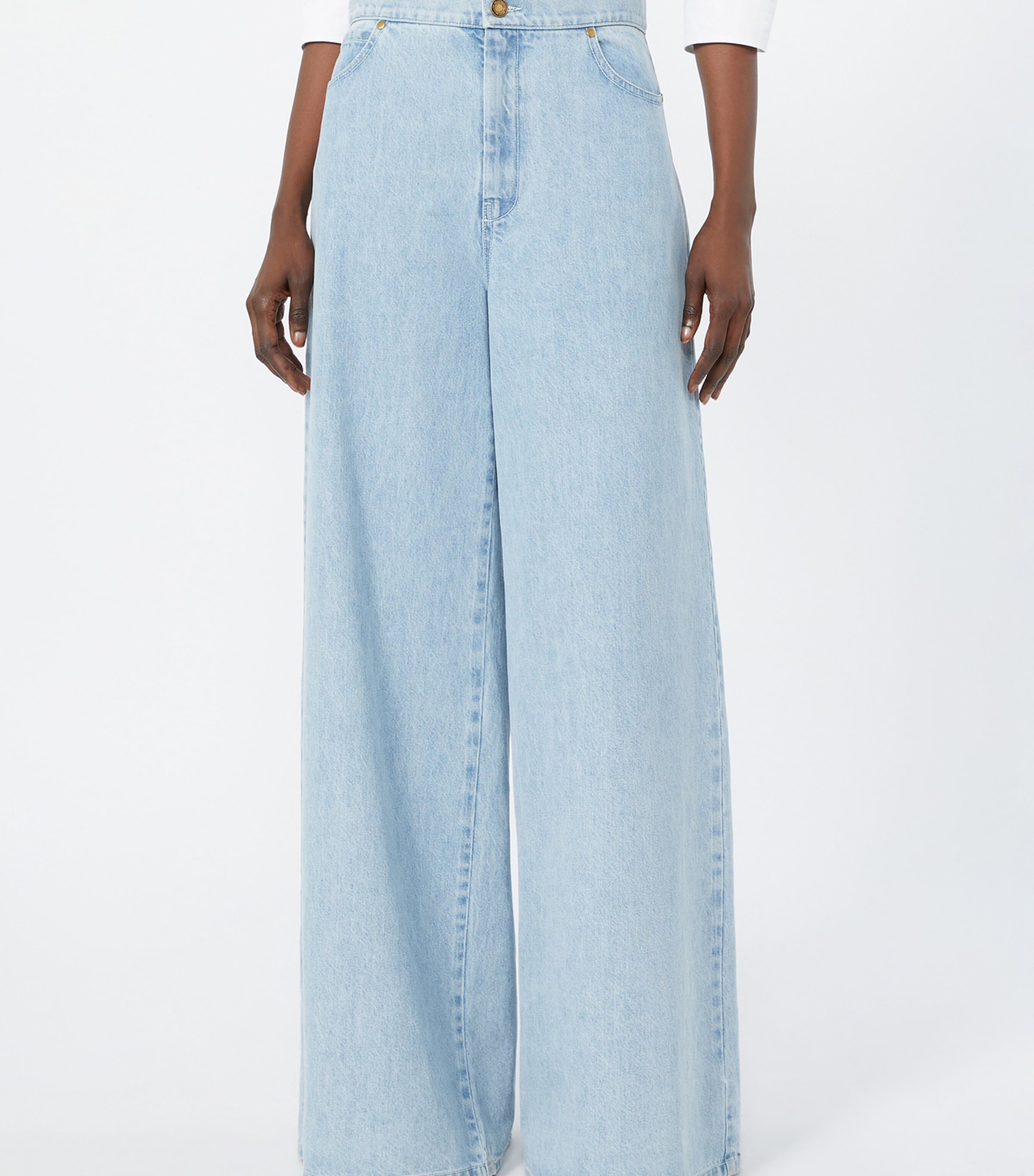 Max Mara Womens Wide-Leg Jeans Light Blue Image 3