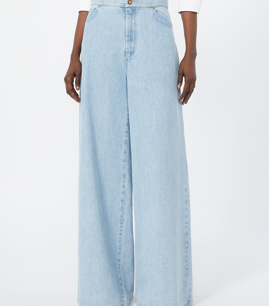 Max Mara Womens Wide-Leg Jeans Light Blue Image 3