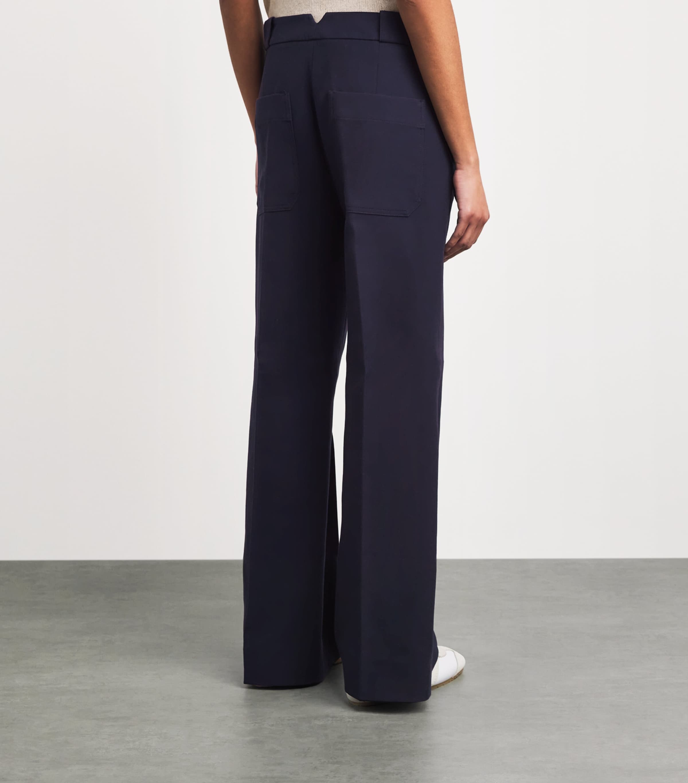ME+EM Womens Cotton Leg Elongator Trousers Navy Image 5