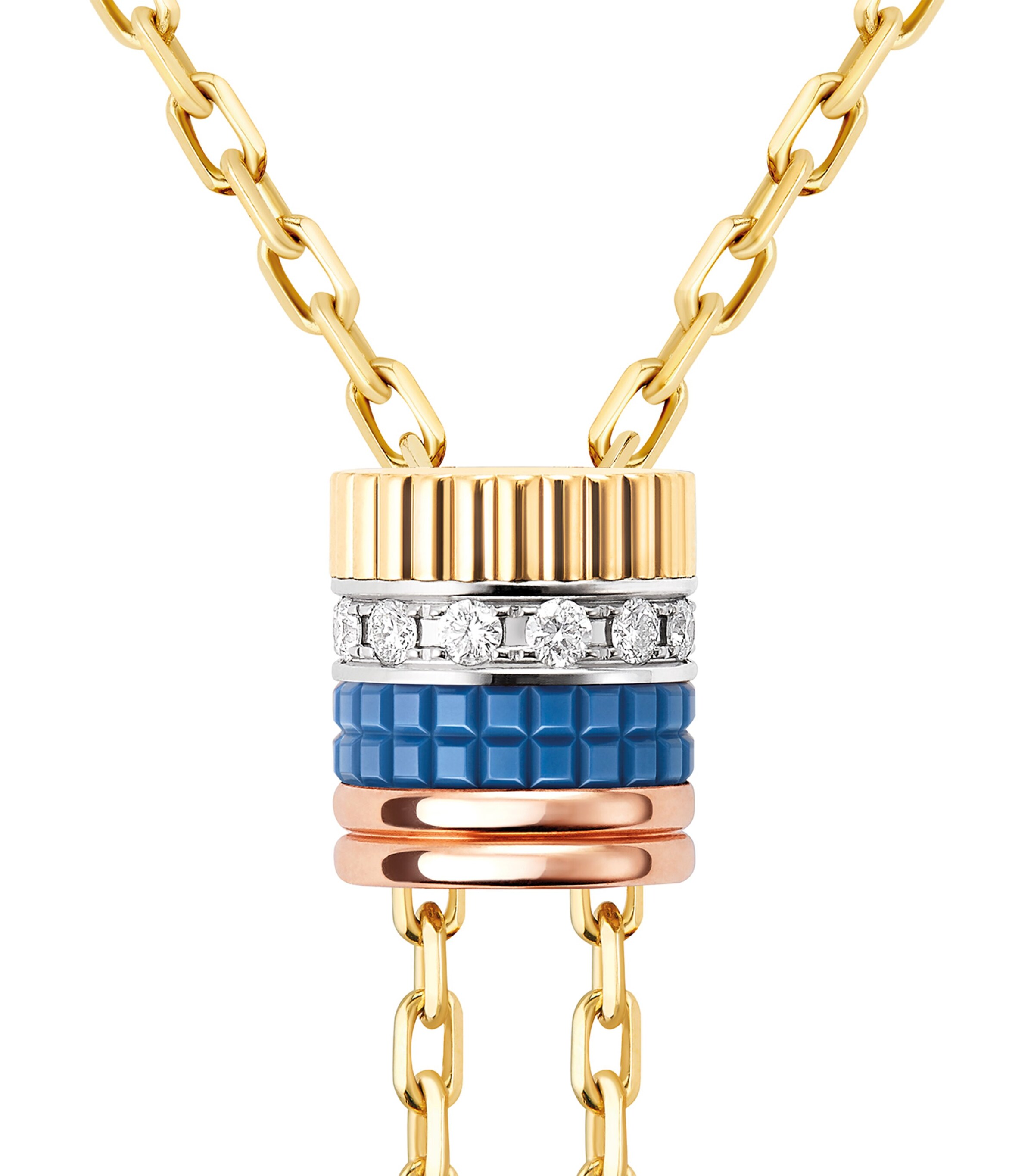 BOUCHERON MIXED GOLD AND DIAMOND QUATRE BLUE EDITION NECKLACE