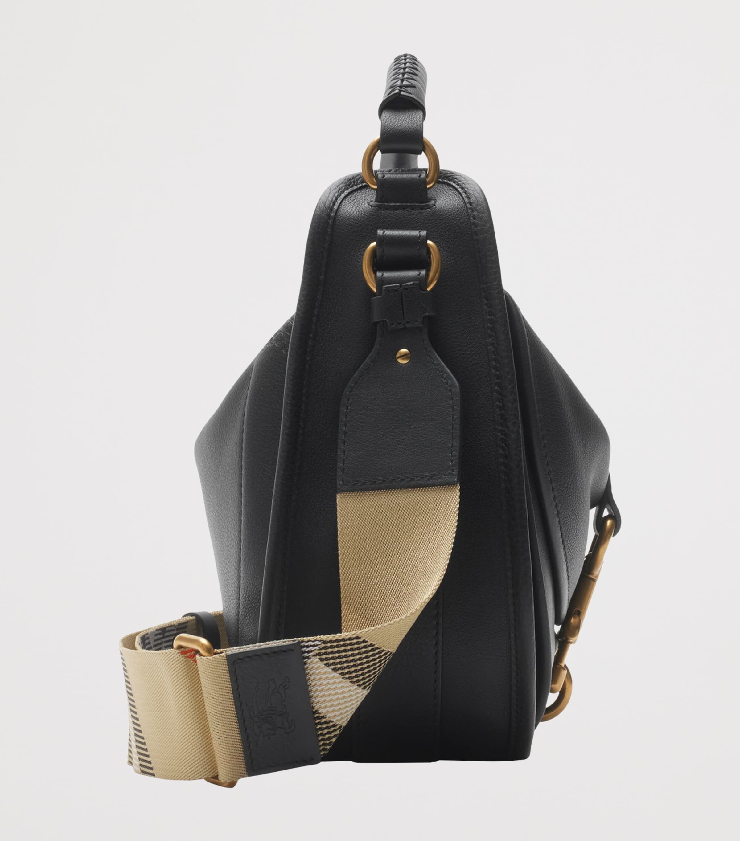 Small Calf Leather B Clip Messenger Bag BLACK Image 5