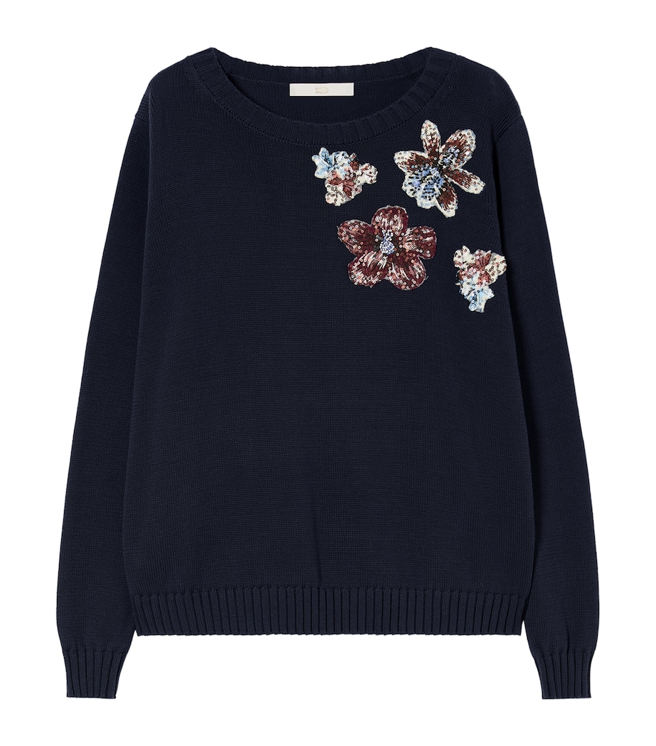 Marina Rinaldi Womens Cotton Embellished Sweater Midnightblue Image 1