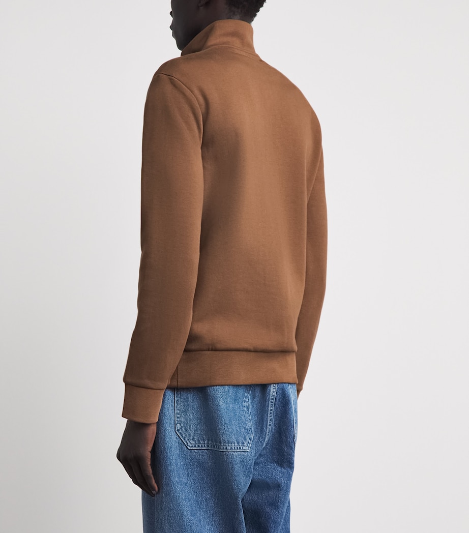 Polo Ralph Lauren Mens Polo Pony Quarter-Zip Sweatshirt Luggage Brown Image 5