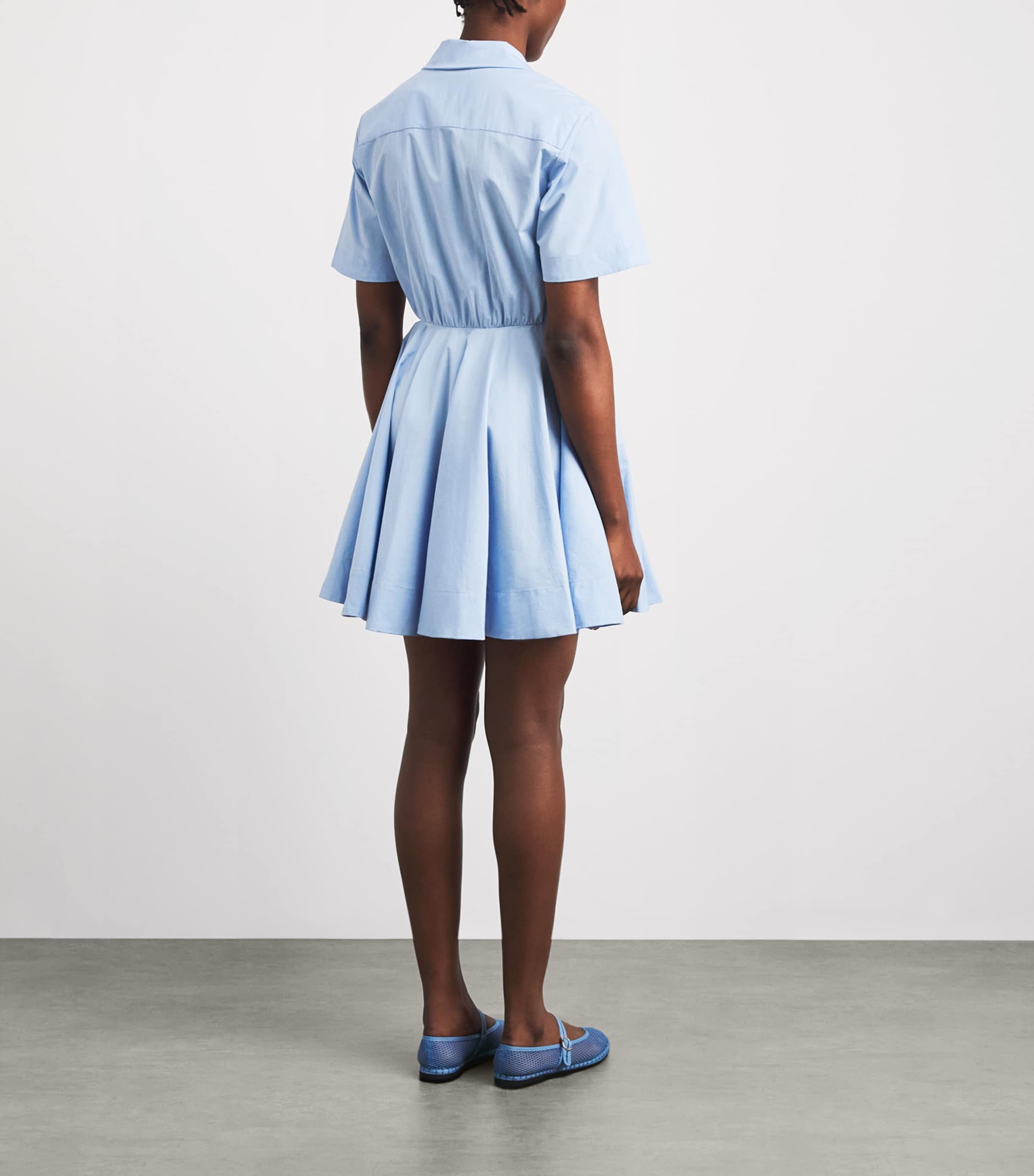Maje Womens Poplin Mini Shirt Dress Blue Sky Image 4