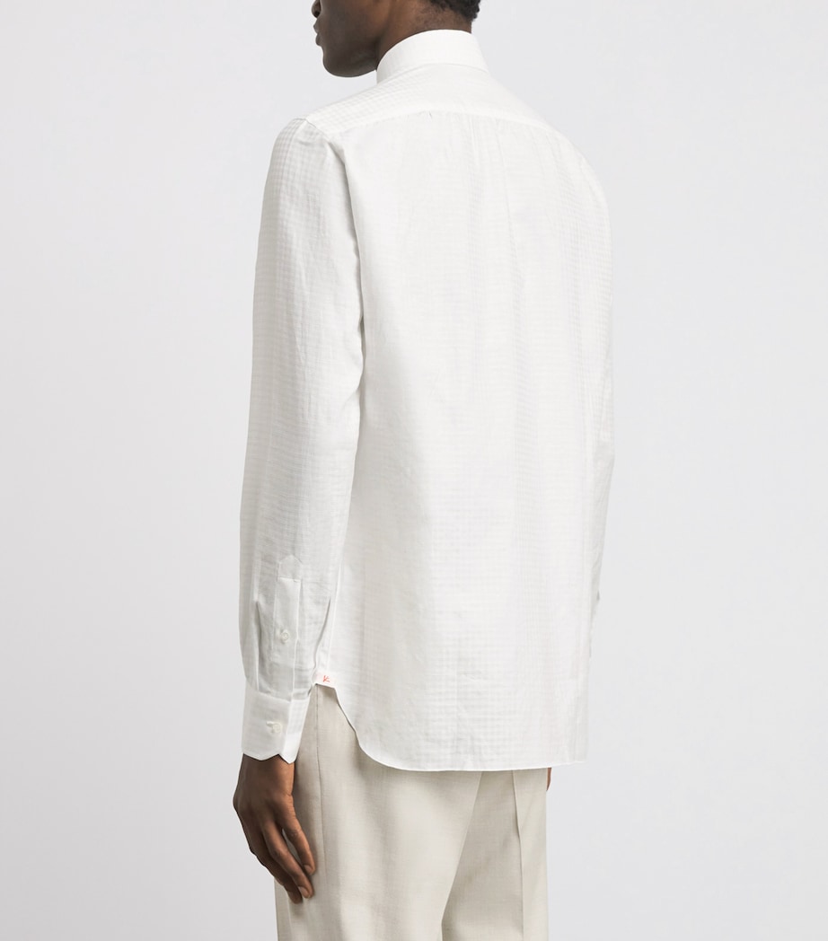 Isaia Mens Cotton-Linen Check Shirt Image 5