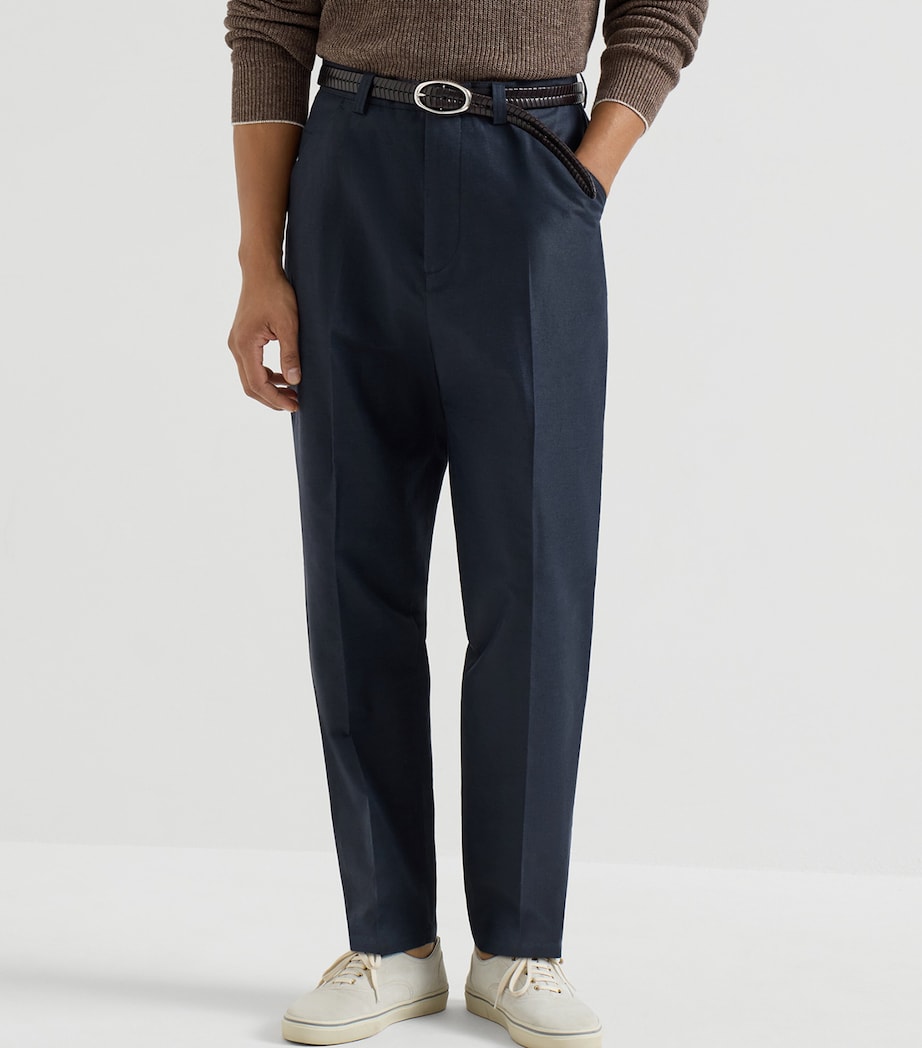 Brunello Cucinelli Mens Cotton-Linen Panama Trousers Image 3