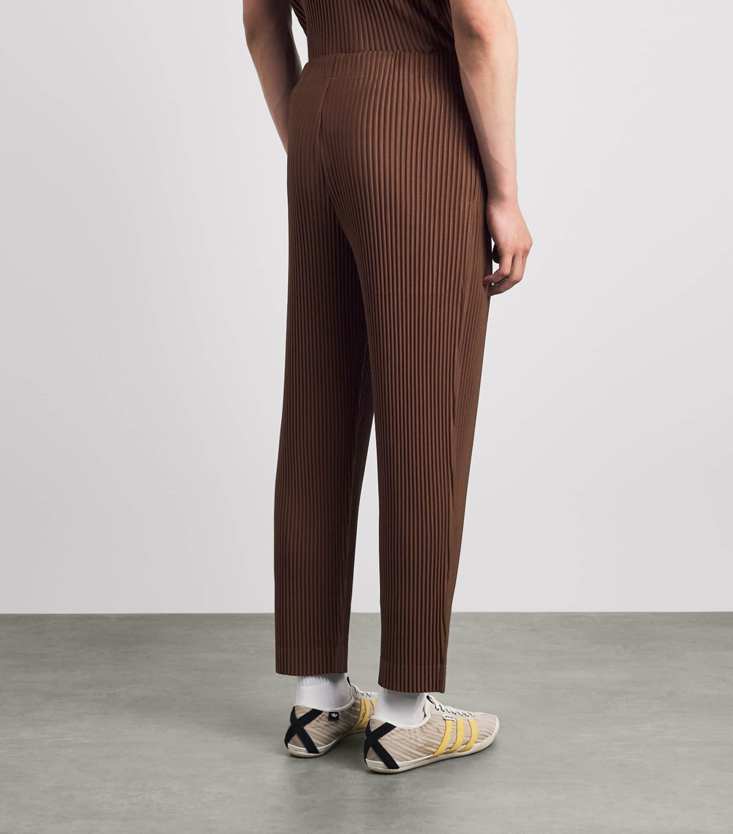 Homme Plissé Issey Miyake Mens Pleated Straight Trousers Anchor Brown Image 5