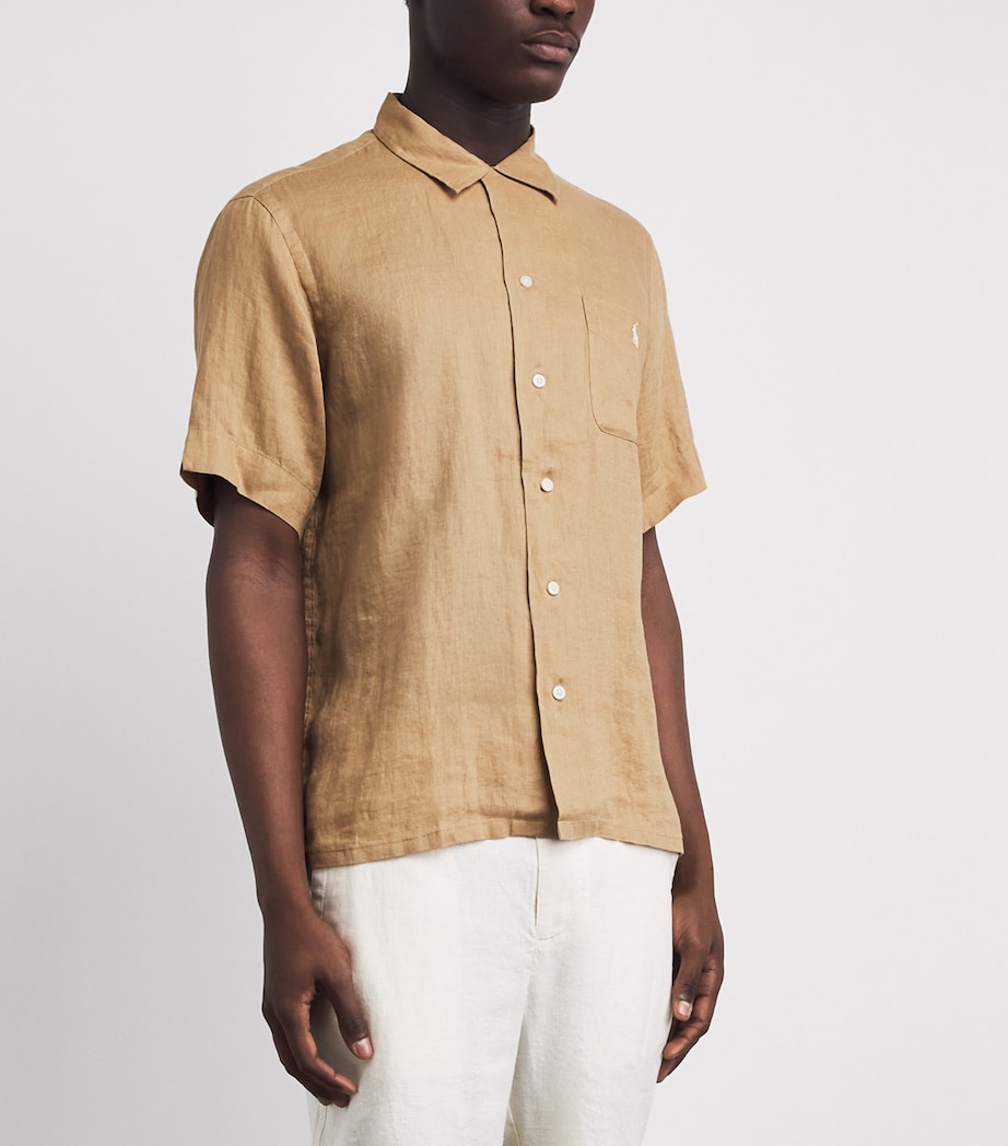 Polo Ralph Lauren Mens Linen Short-Sleeve Classic-Fit Shirt Cafe Tan Image 4