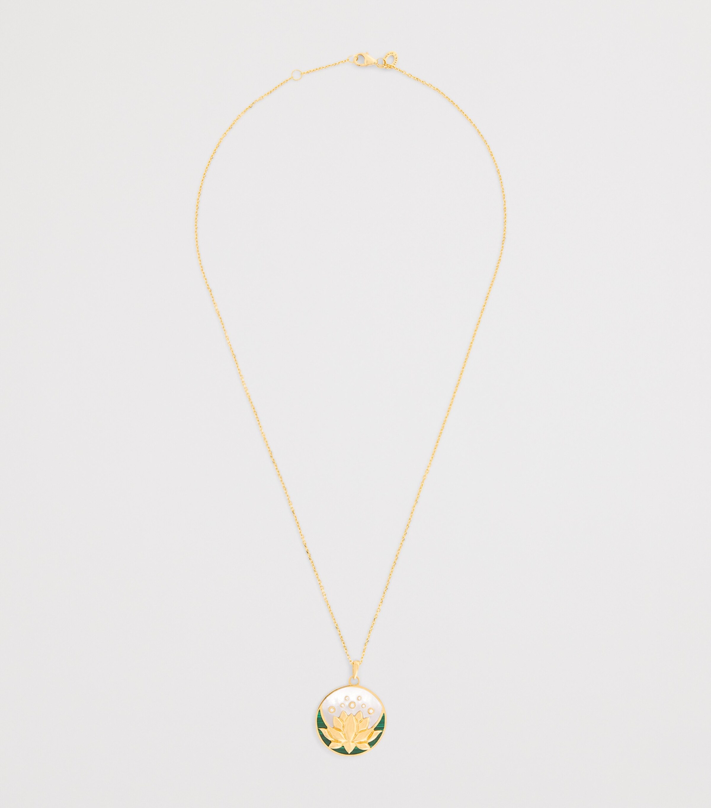 Yellow Gold, Diamond, Malachite and Pearl N*93 Lotus Moon Necklace YELLOW GOLD Image 3