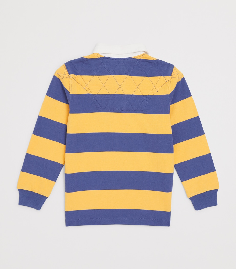 Cotton Stripe R Logo Rugby Shirt (2-7 Years) RADIANT GOLD/BLUE Image 2