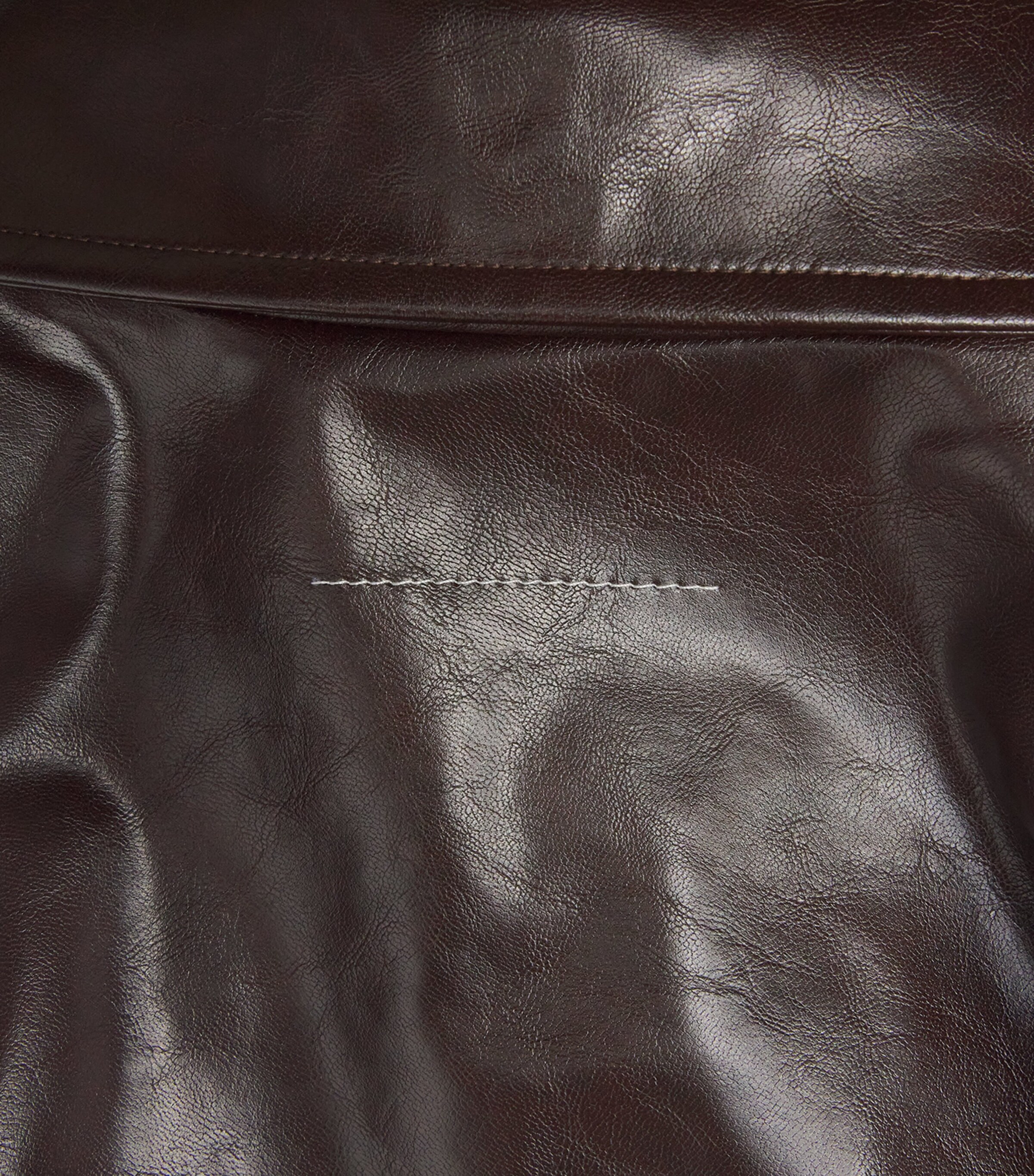 MM6 Maison Margiela Mens Faux Leather Bomber Jacket Burgundy Image 5