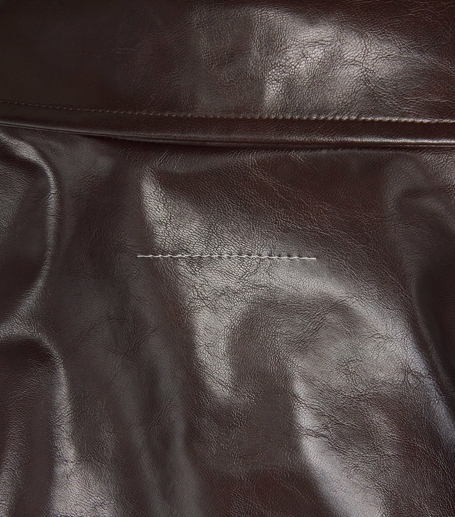 MM6 Maison Margiela Mens Faux Leather Bomber Jacket Burgundy Image 5