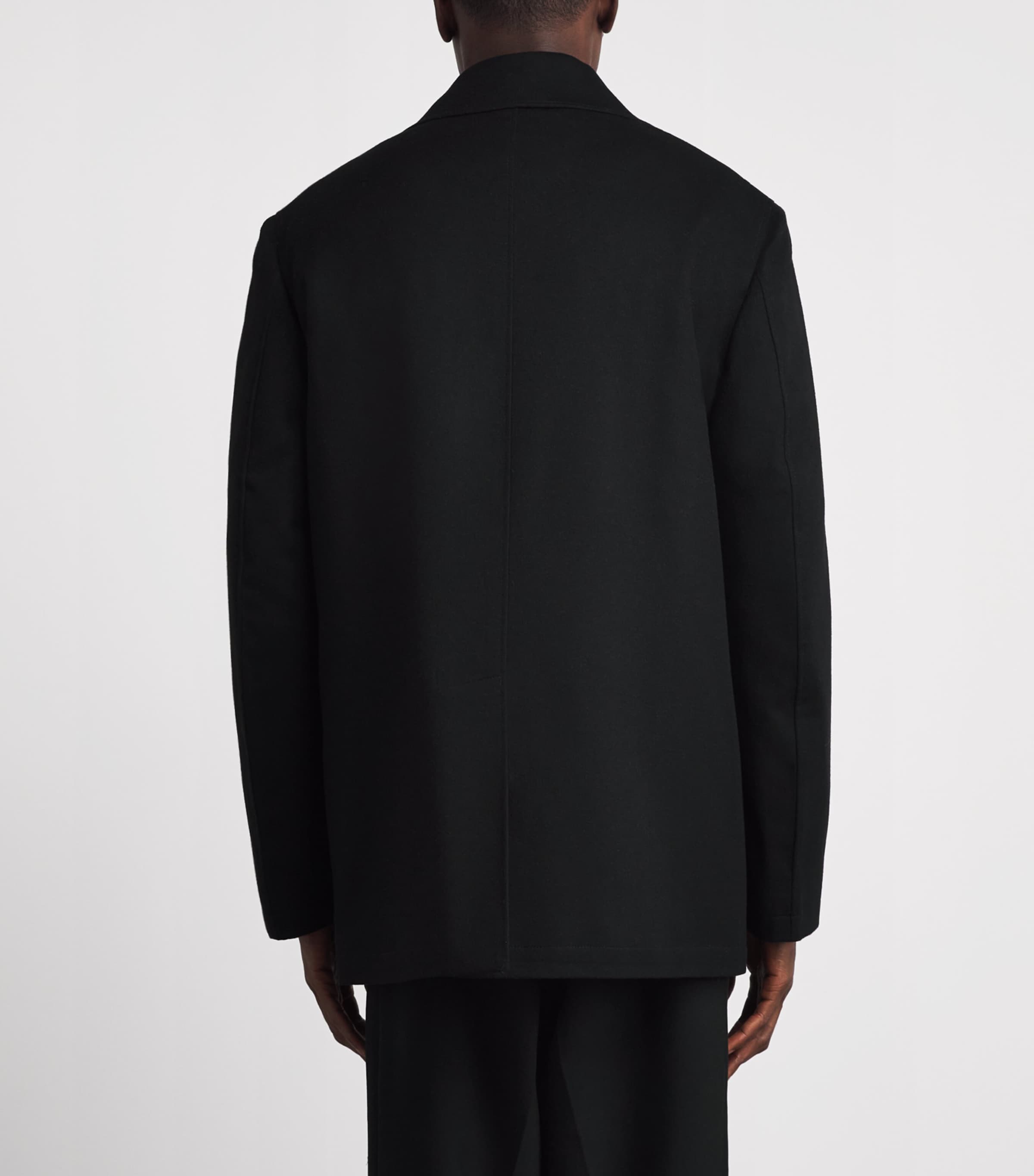 Canali Mens Wool-Cashmere Pea Coat Black Image 5