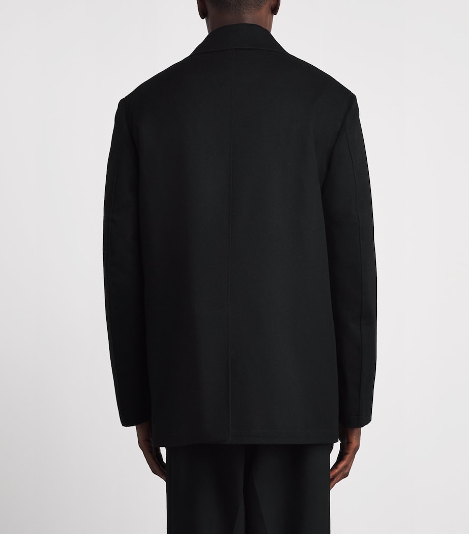 Canali Mens Wool-Cashmere Pea Coat Black Image 5