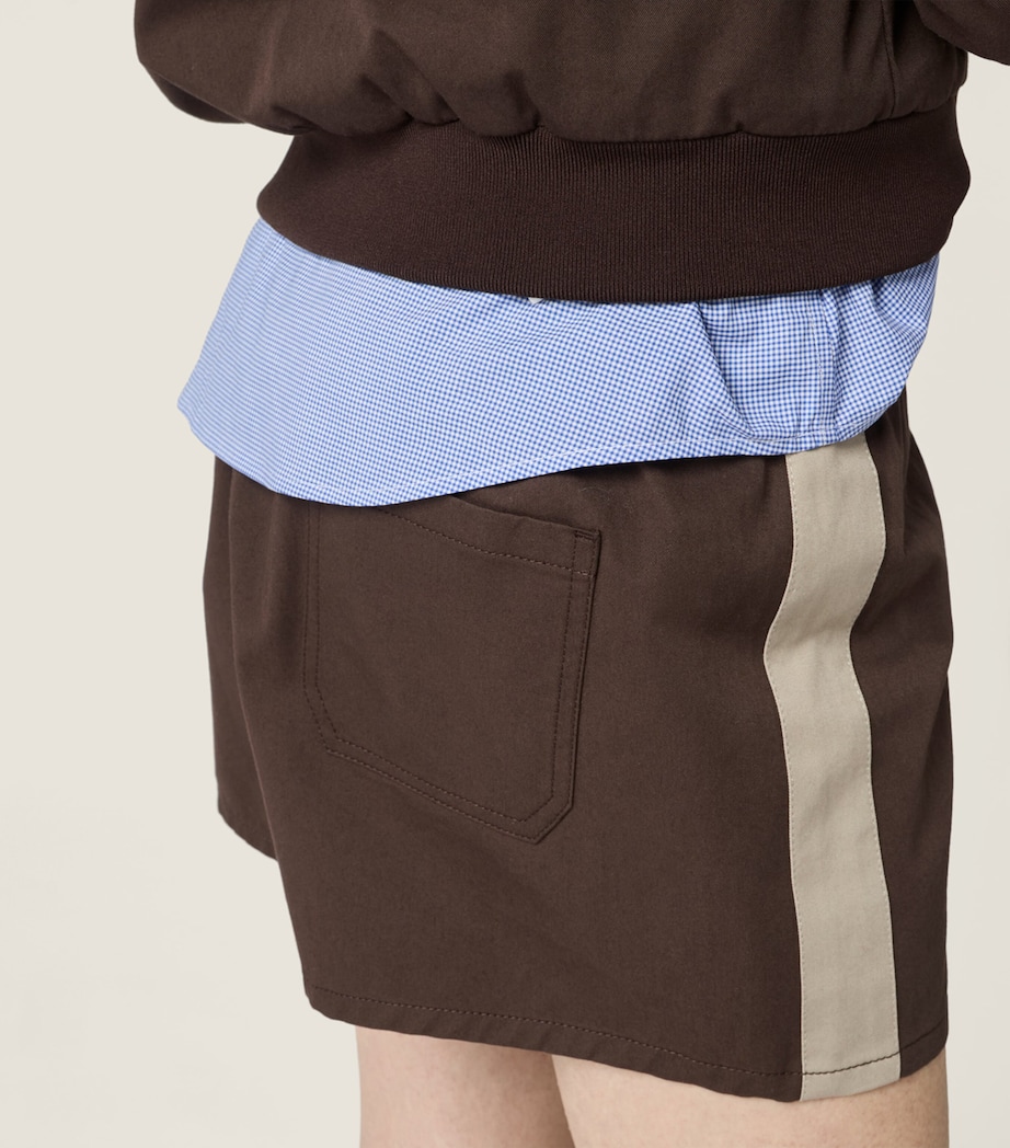 Miu Miu Womens Cotton Twill Shorts Brown Image 6