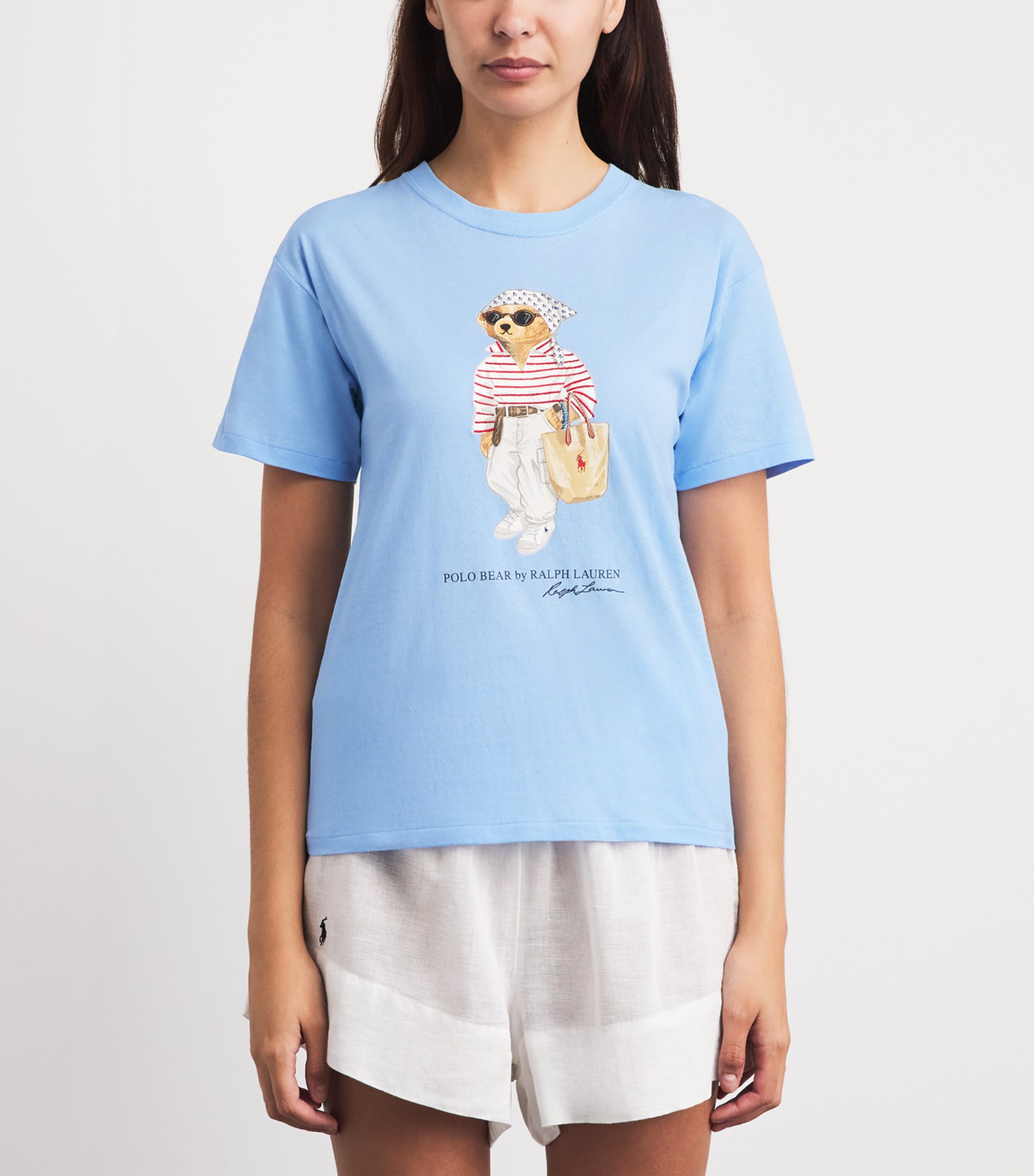 Polo Ralph Lauren Womens Cotton Polo Bear T-Shirt Baby Blue Image 4
